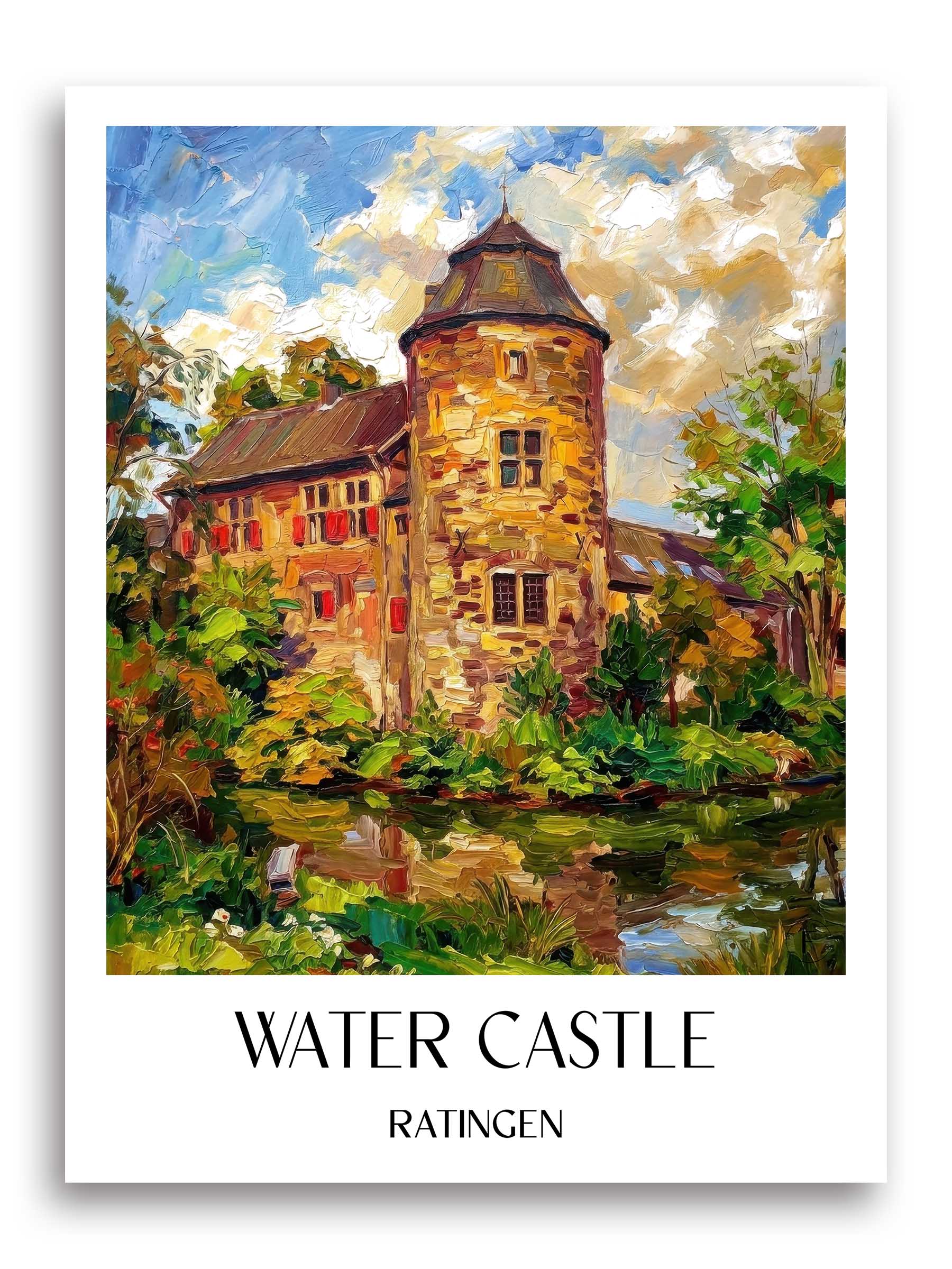 Wasserburg Poster - Ratingen - Deutschland Kunstdruck - Ölgemälde von A4 bis A1 - favplace