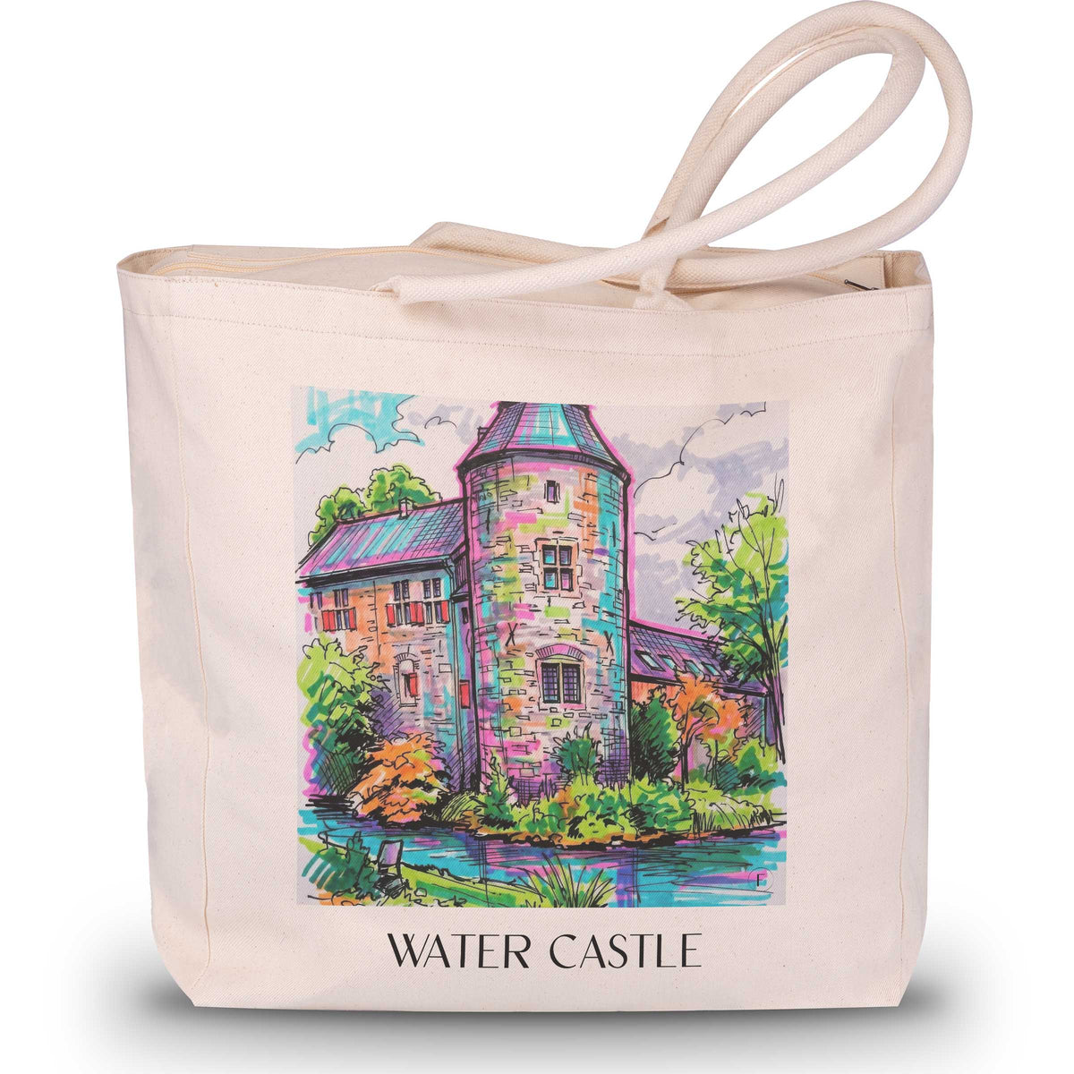 Wasserburg Shopping Tasche - Ratingen - Deutschland Tote Bag - Einkaufstasche im Tag Graffiti Stil - favplace