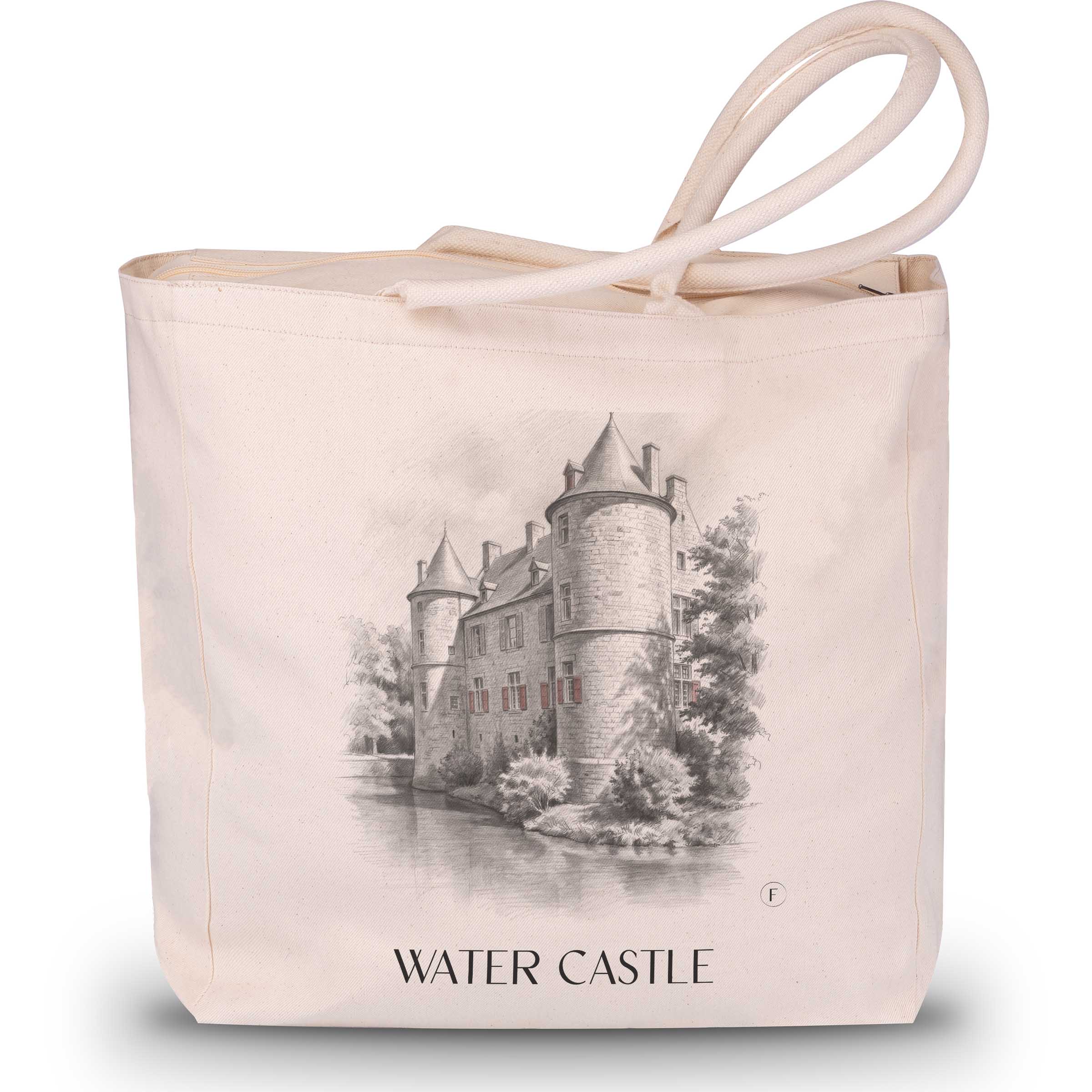 Water Castle Shopping Bag - Ratingen - Germany Tote Bag - Drawing Style Shopping Bag