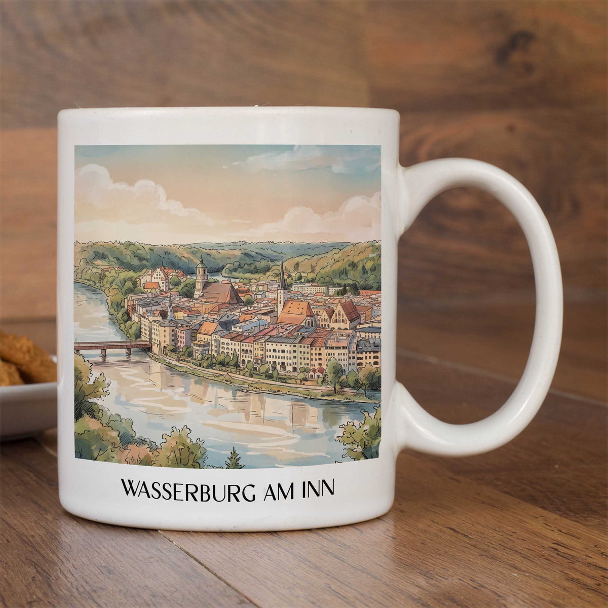 wasserburg-am-inn-chiemgau-deutschland-kaffeebecher-aquarell