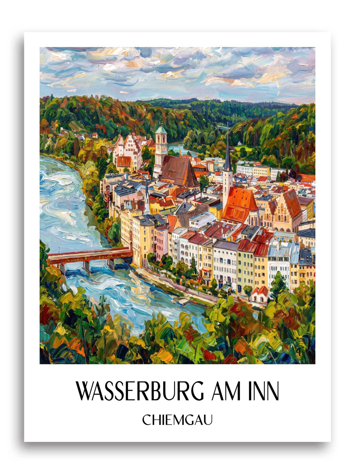 Wasserburg am Inn Poster - Chiemgau - Deutschland Kunstdruck - Ölgemälde von A4 bis A1 - favplace