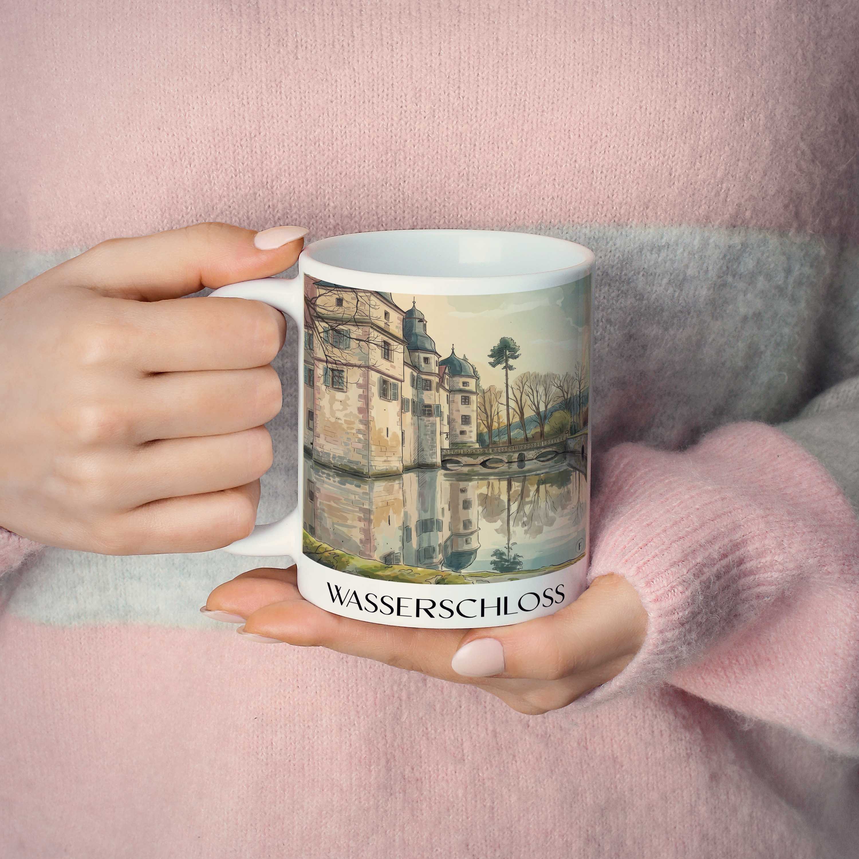 wasserschloss-mitwitz-deutschland-kaffeebecher-aquarell