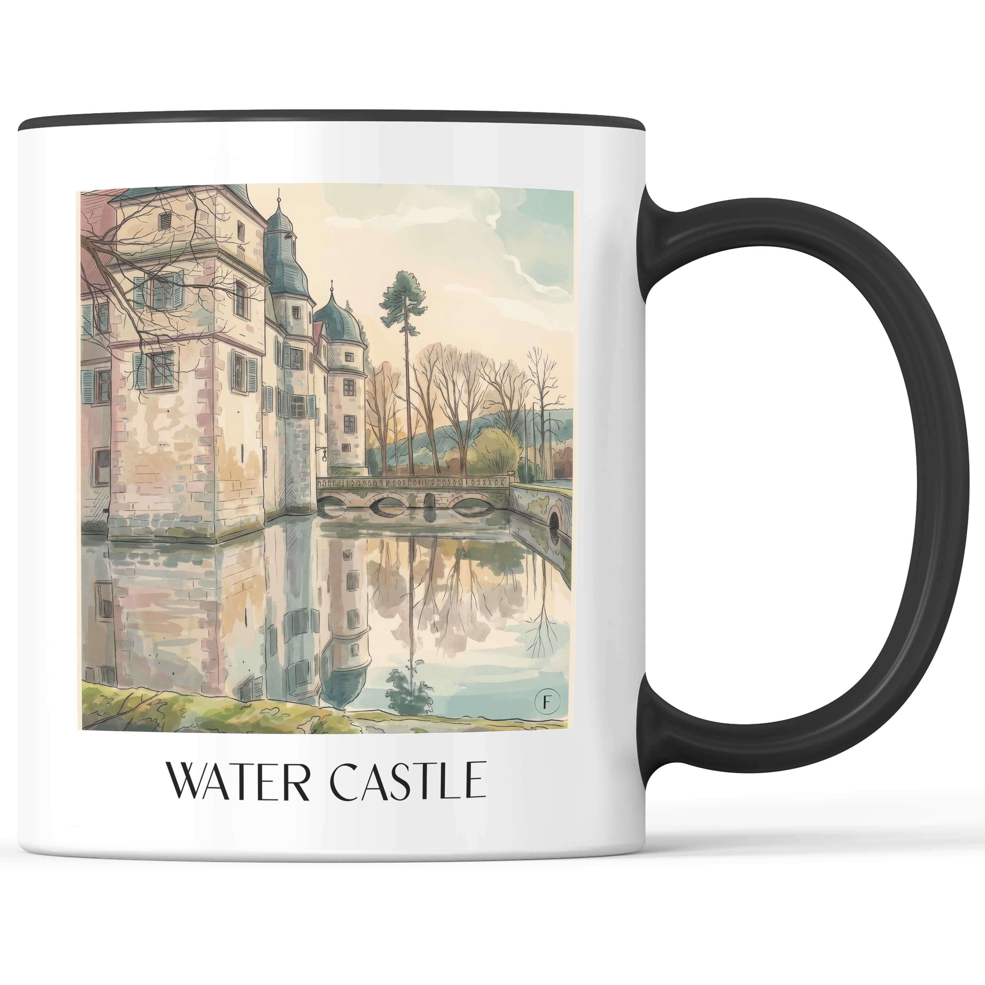 Wasserschloss Kaffeebecher - Mitwitz - Deutschland Becher - Kaffeetasse im Aquarell Stil - favplace