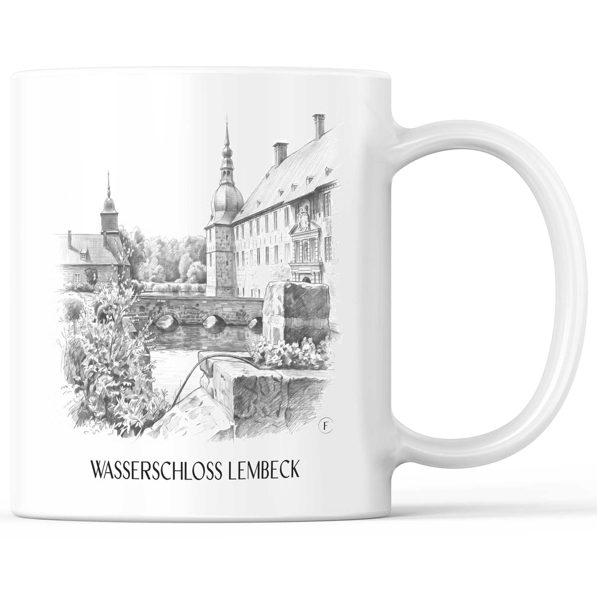 Wasserschloss Lembeck Kaffeebecher - Münsterland - Deutschland Becher - Kaffeetasse im Zeichnung Stil