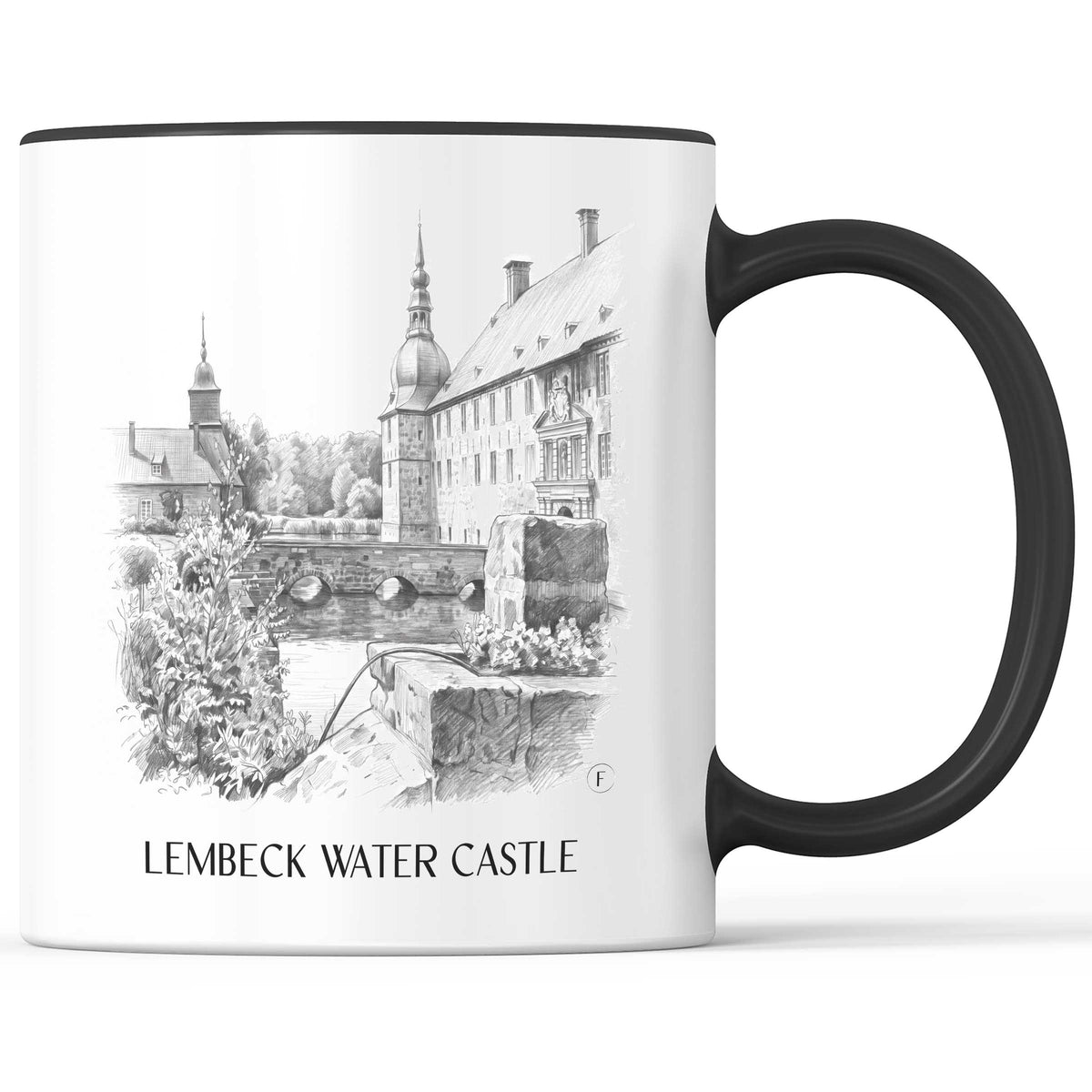 Wasserschloss Lembeck Kaffeebecher - Münsterland - Deutschland Becher - Kaffeetasse im Zeichnung Stil
