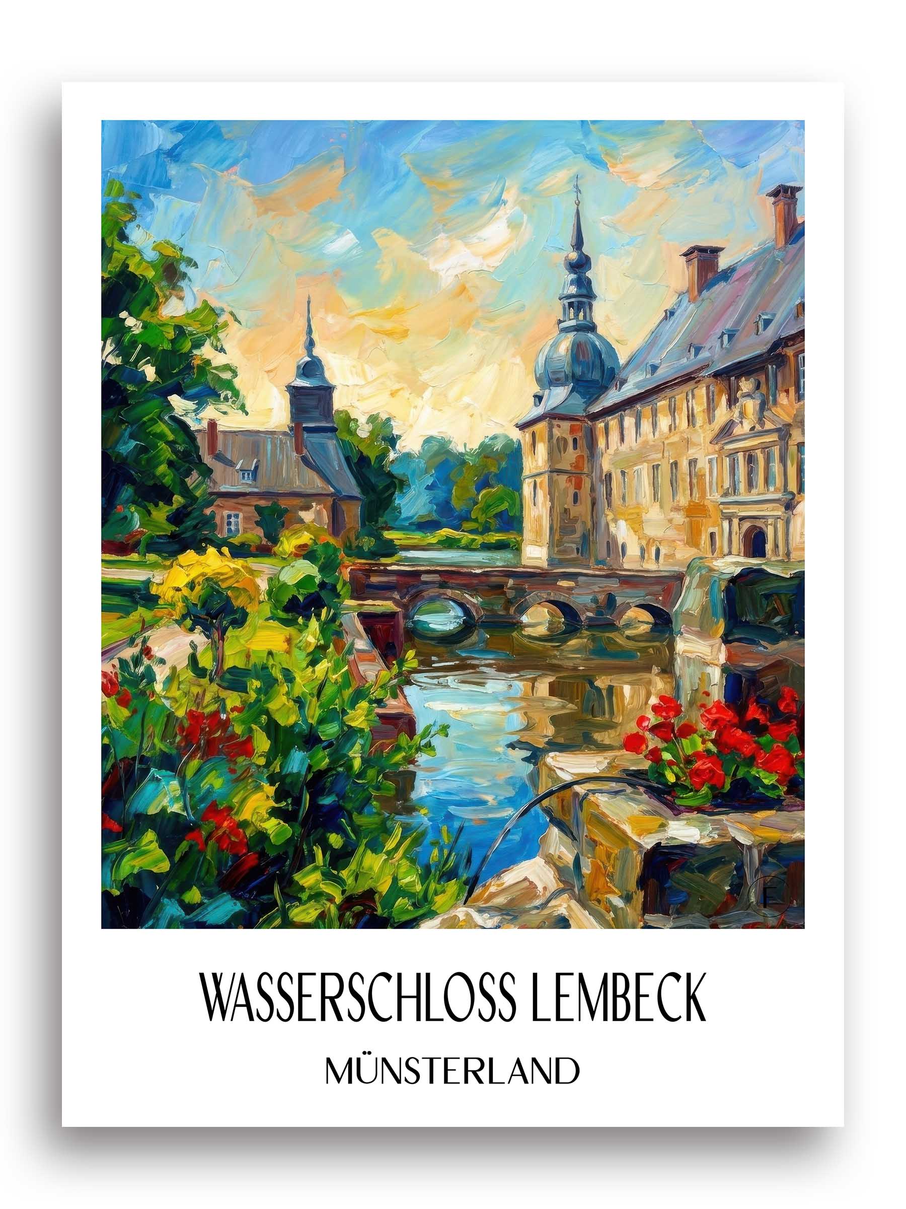 wasserschloss-lembeck-münsterland-deutschland-poster-oil-painting-oelgemaelde