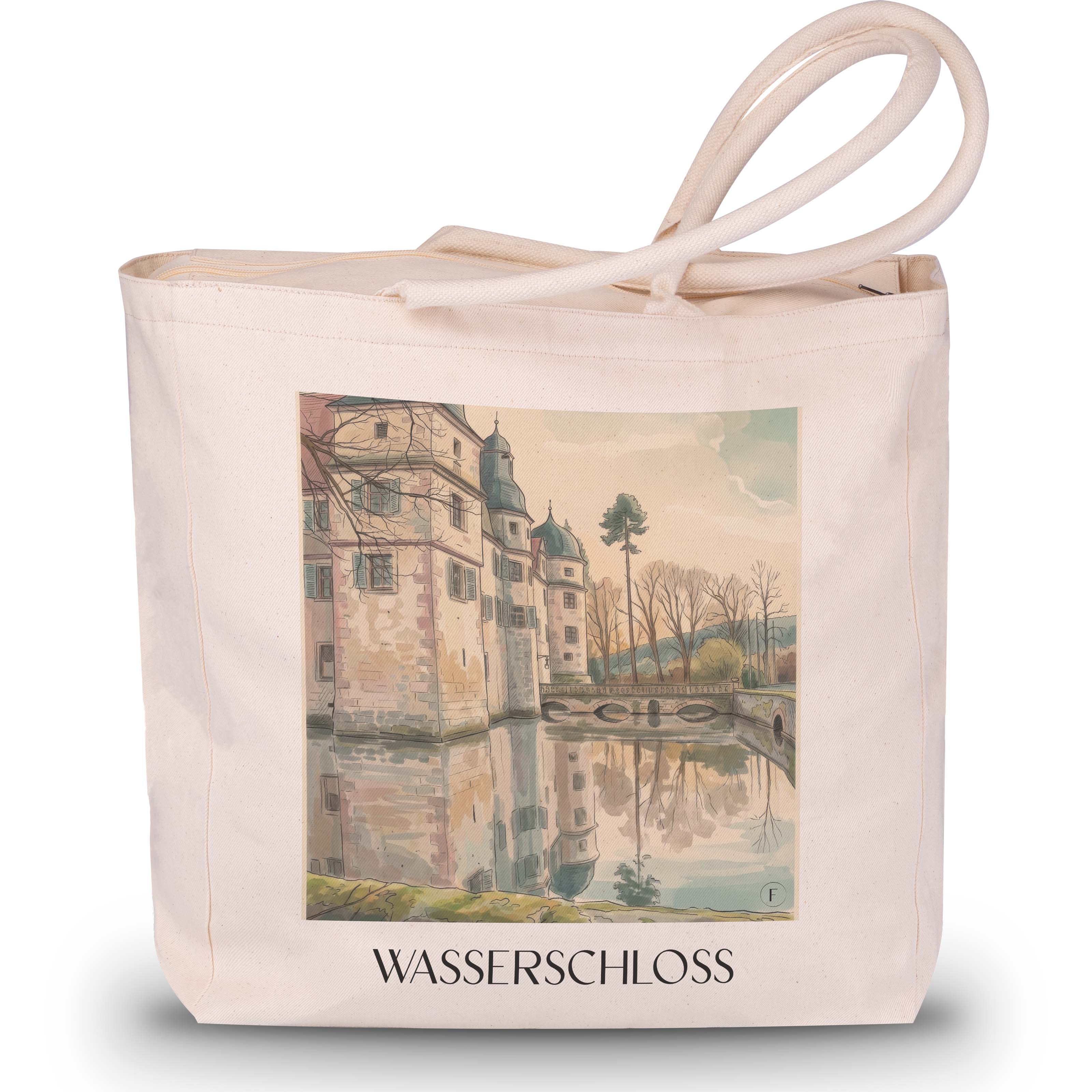wasserschloss-mitwitz-deutschland-einkaufstasche-aquarell