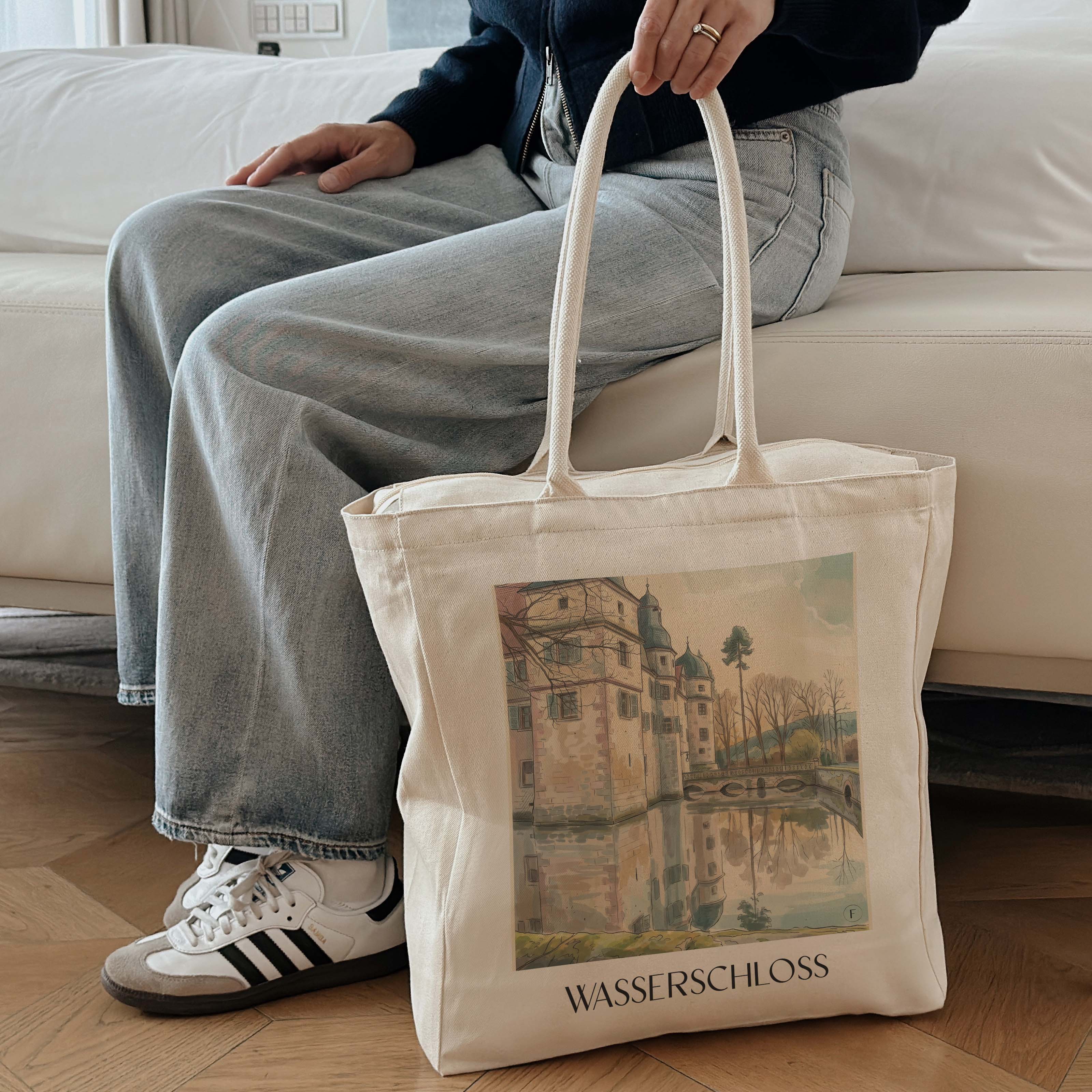 wasserschloss-mitwitz-deutschland-einkaufstasche-aquarell