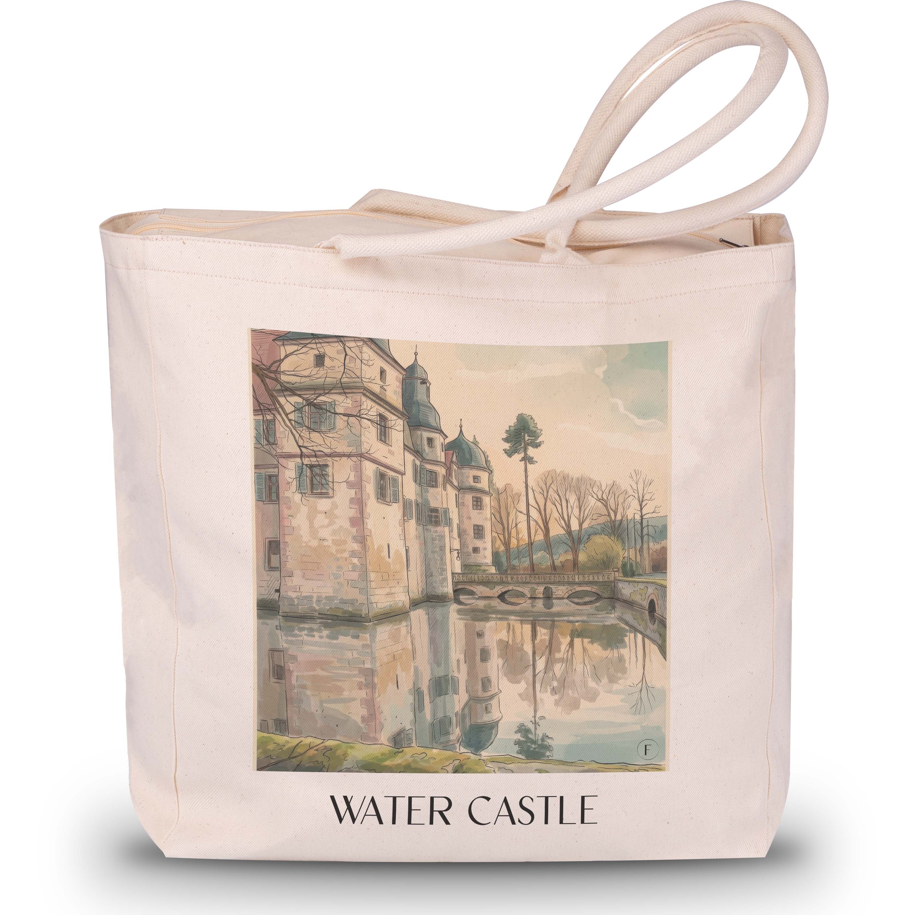 Wasserschloss Shopping Tasche - Mitwitz - Deutschland Tote Bag - Einkaufstasche im Aquarell Stil - favplace