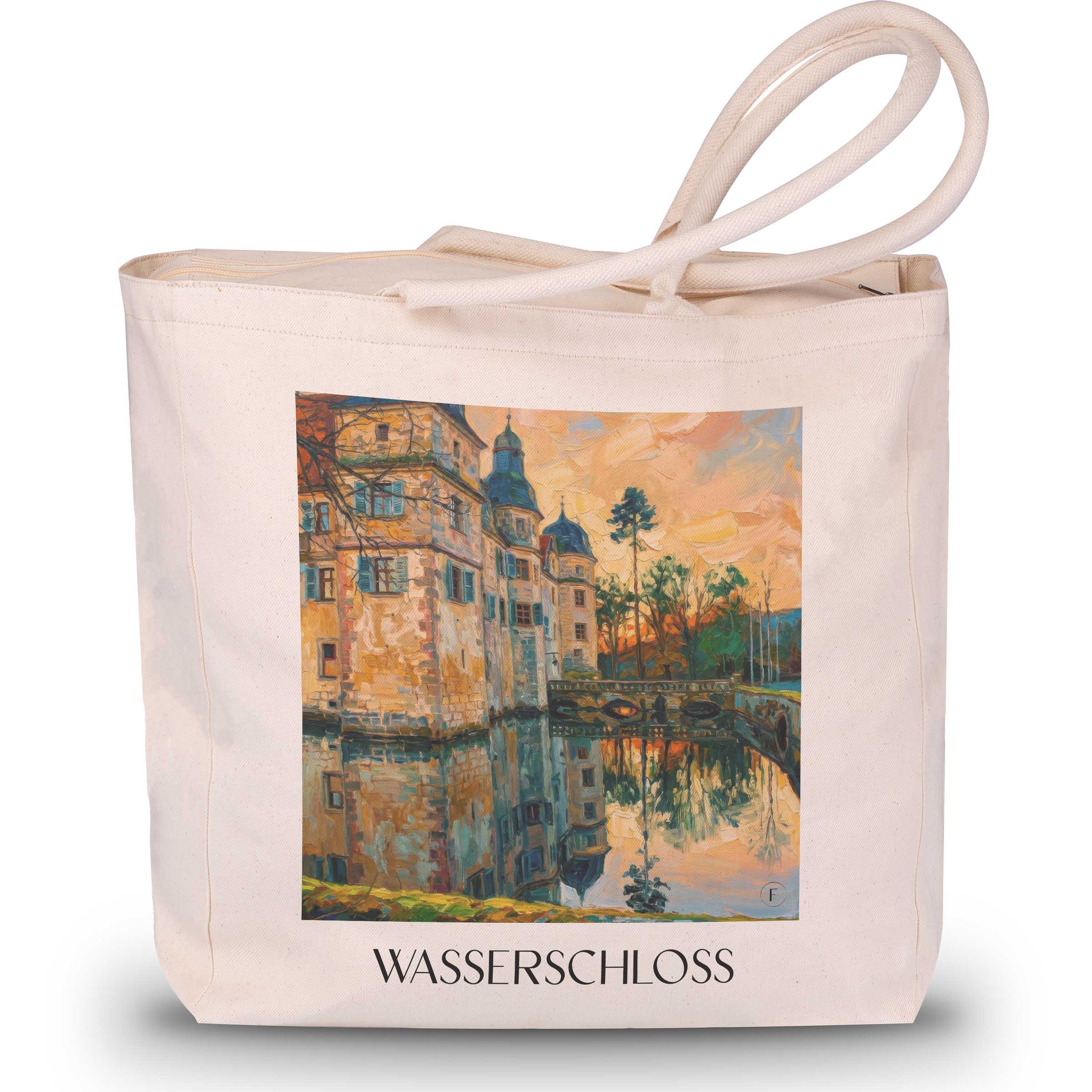 wasserschloss-mitwitz-deutschland-einkaufstasche-oil-painting-oelgemaelde