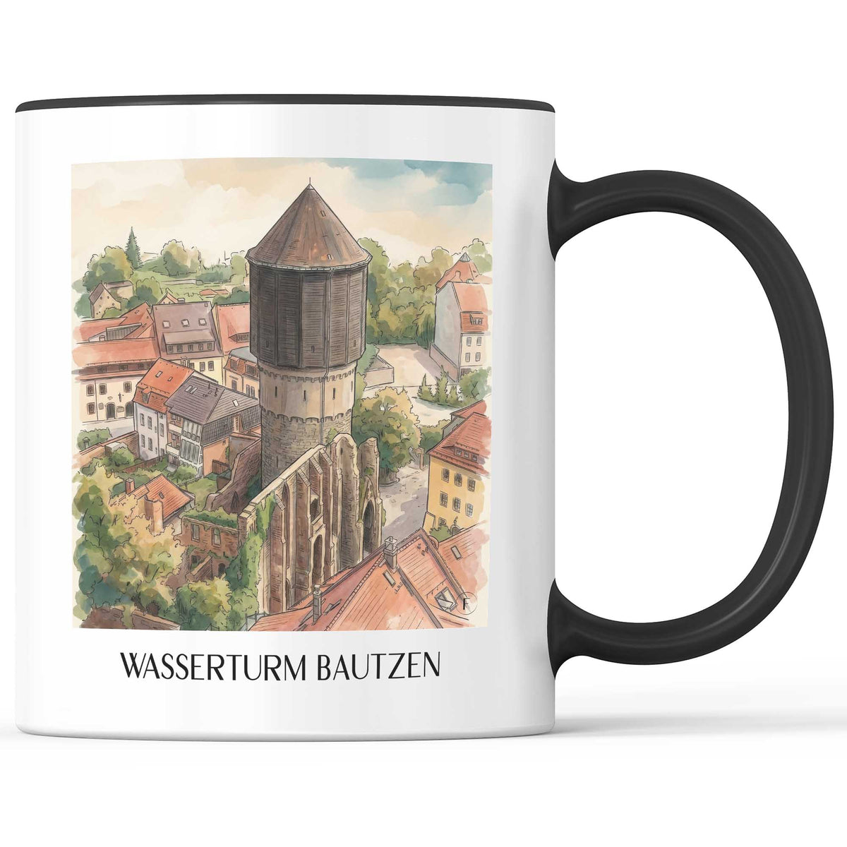 wasserturm-bautzen-deutschland-kaffeebecher-aquarell