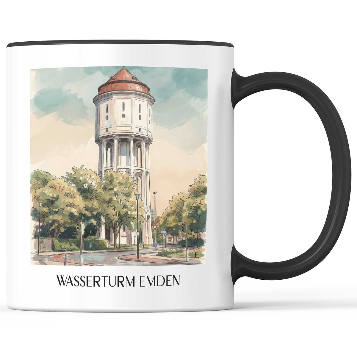 wasserturm-emden-deutschland-kaffeebecher-aquarell