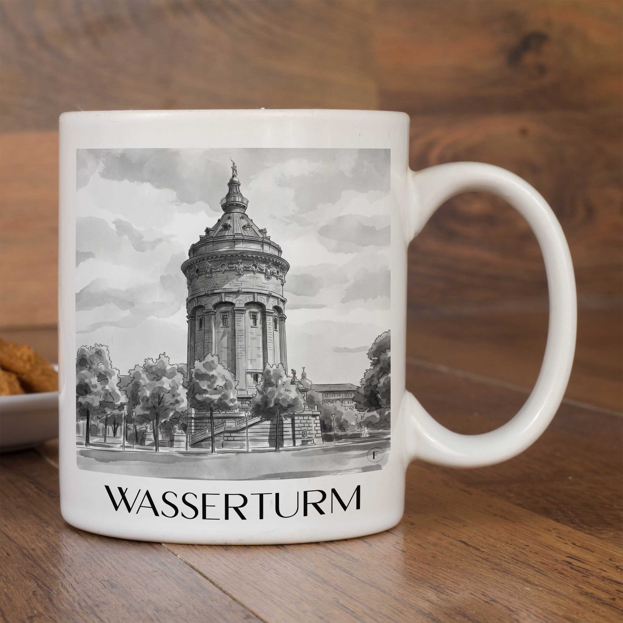 wasserturm-mannheim-deutschland-kaffeebecher-aquarell-schwarz-weiss