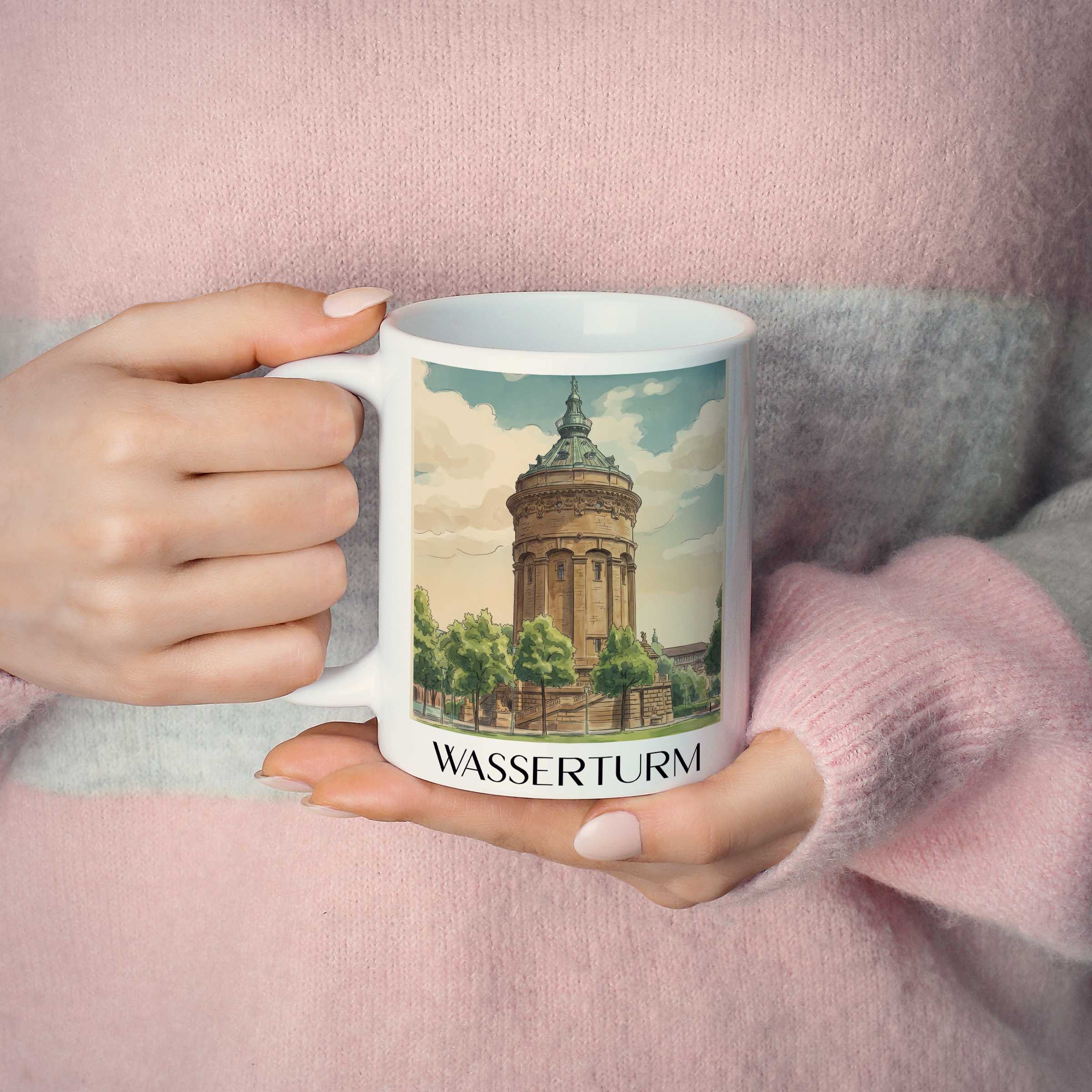 wasserturm-mannheim-deutschland-kaffeebecher-aquarell
