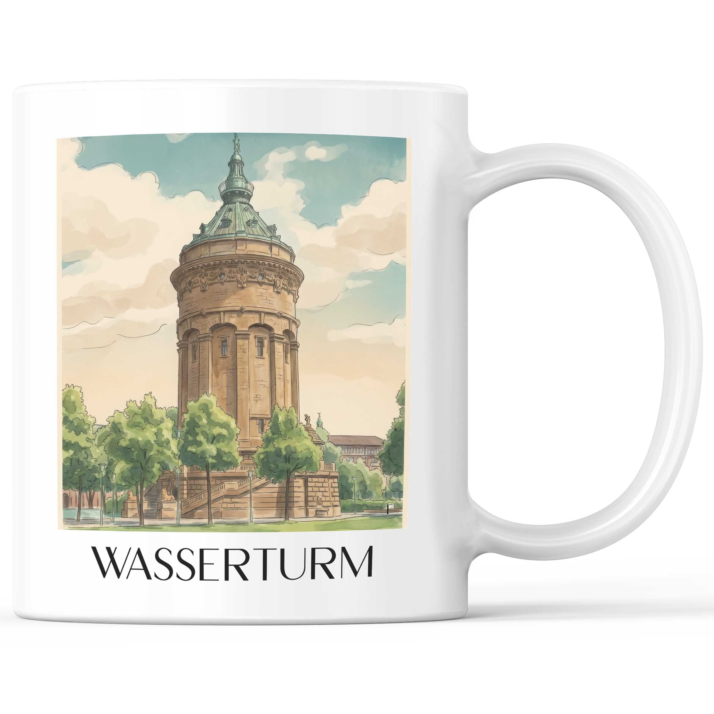 wasserturm-mannheim-deutschland-kaffeebecher-aquarell
