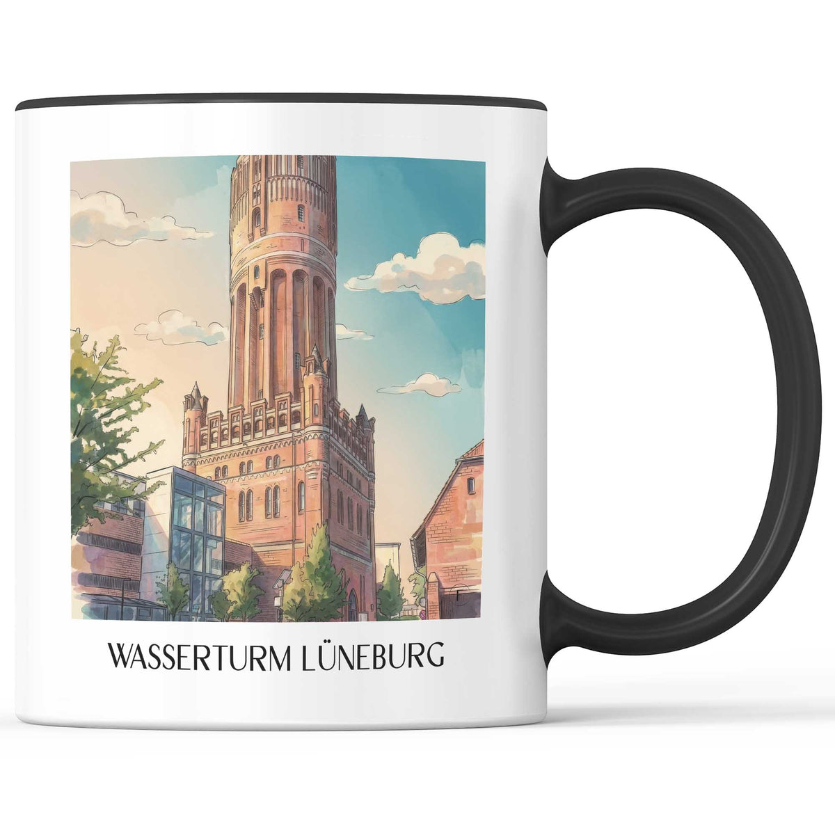 wasserturm-lüneburg-niedersachsen-deutschland-kaffeebecher-aquarell