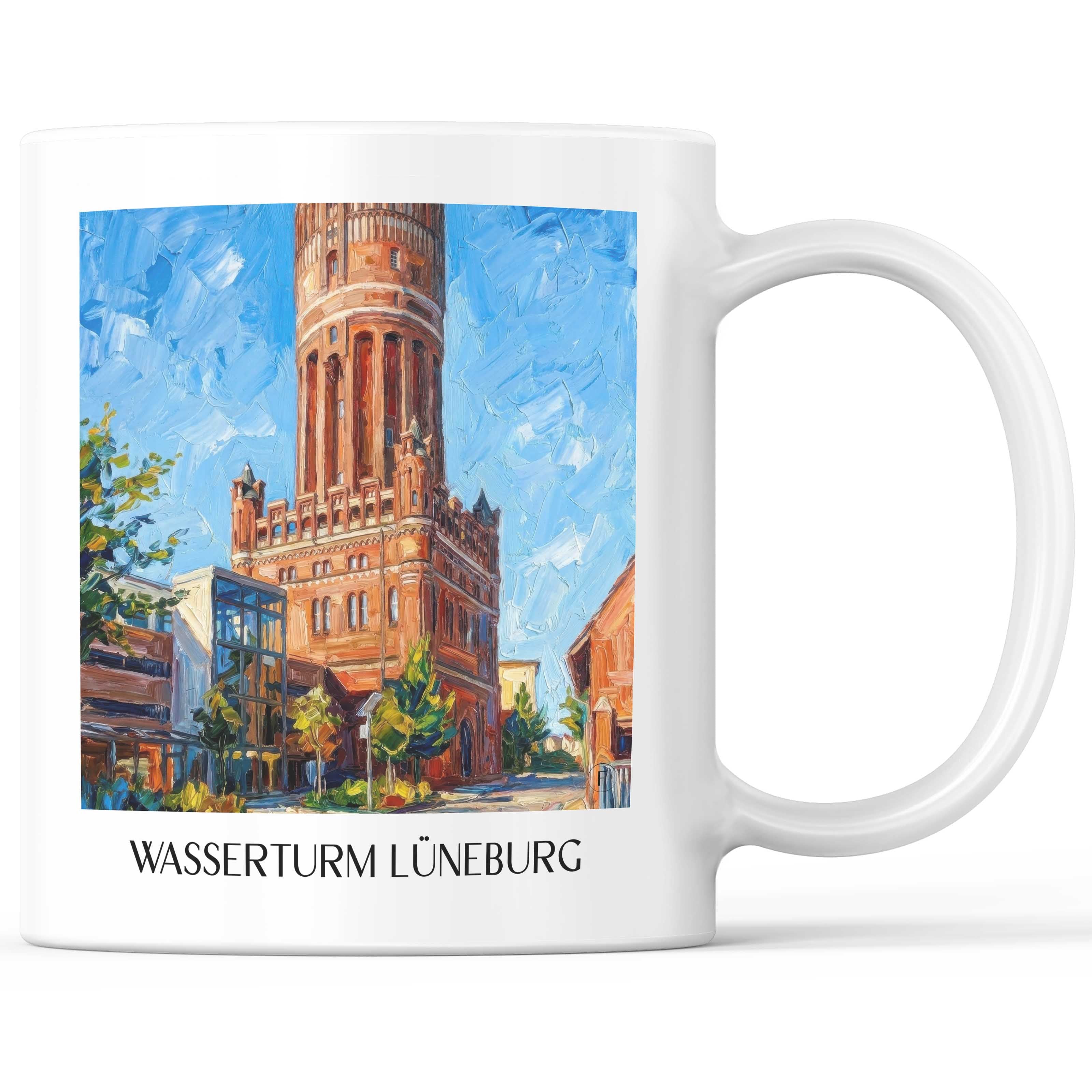 Wasserturm Lüneburg Kaffeebecher - Niedersachsen - Deutschland Becher - Kaffeetasse im Ölgemälde Stil - favplace