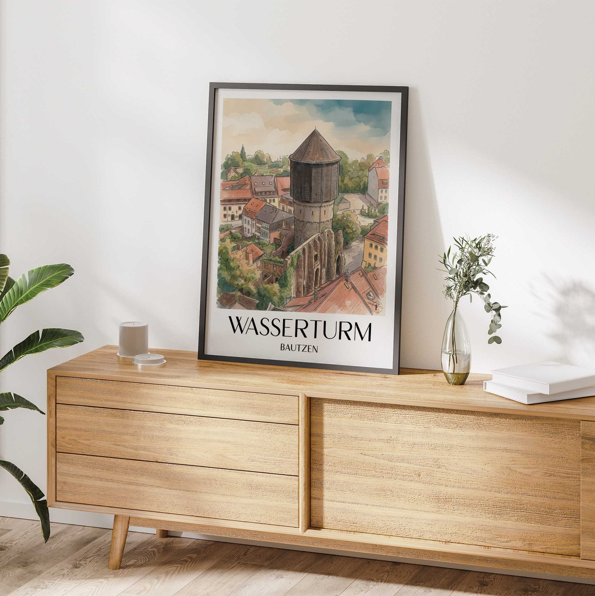 wasserturm-bautzen-deutschland-poster-aquarell