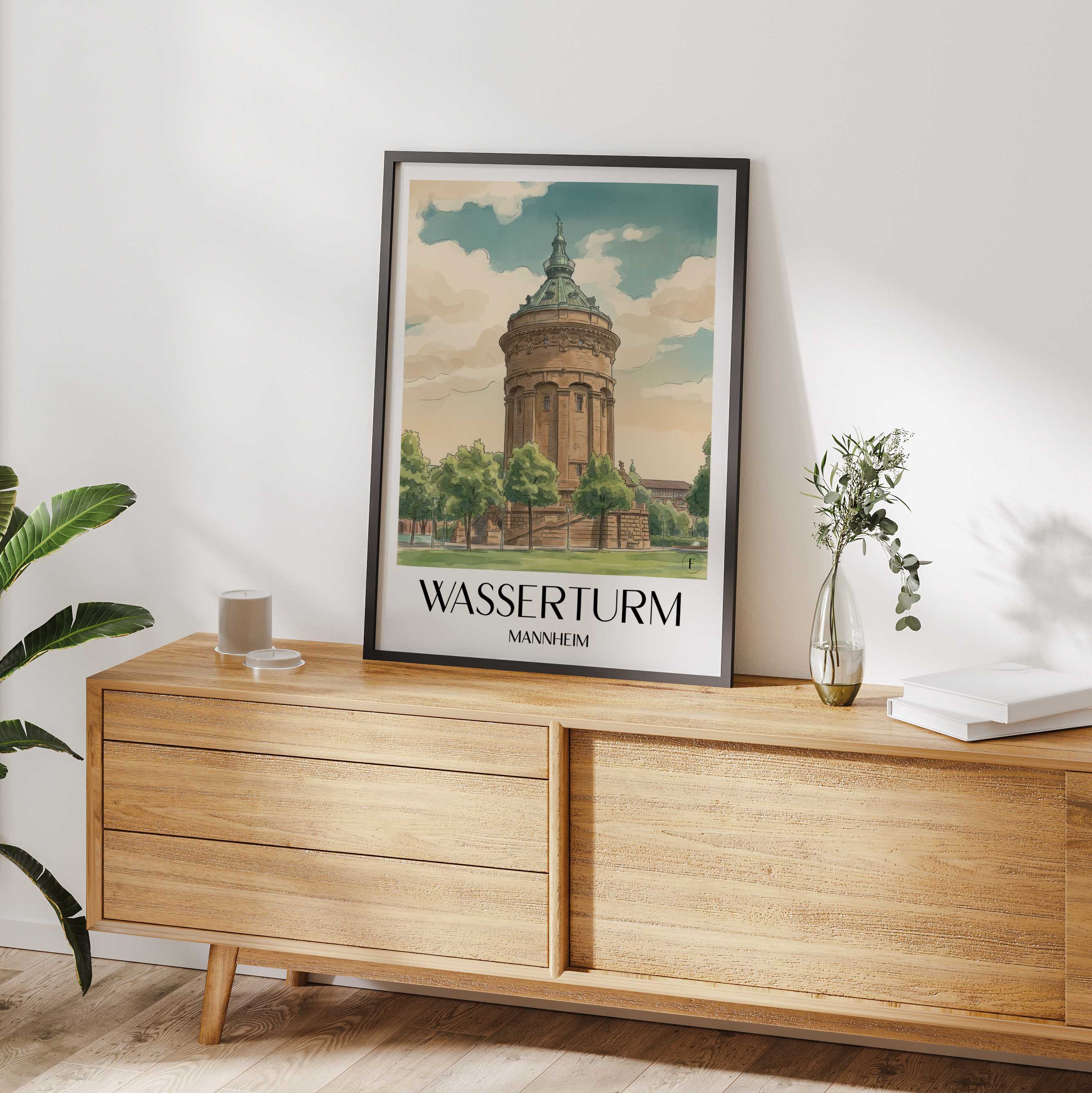 wasserturm-mannheim-deutschland-poster-aquarell