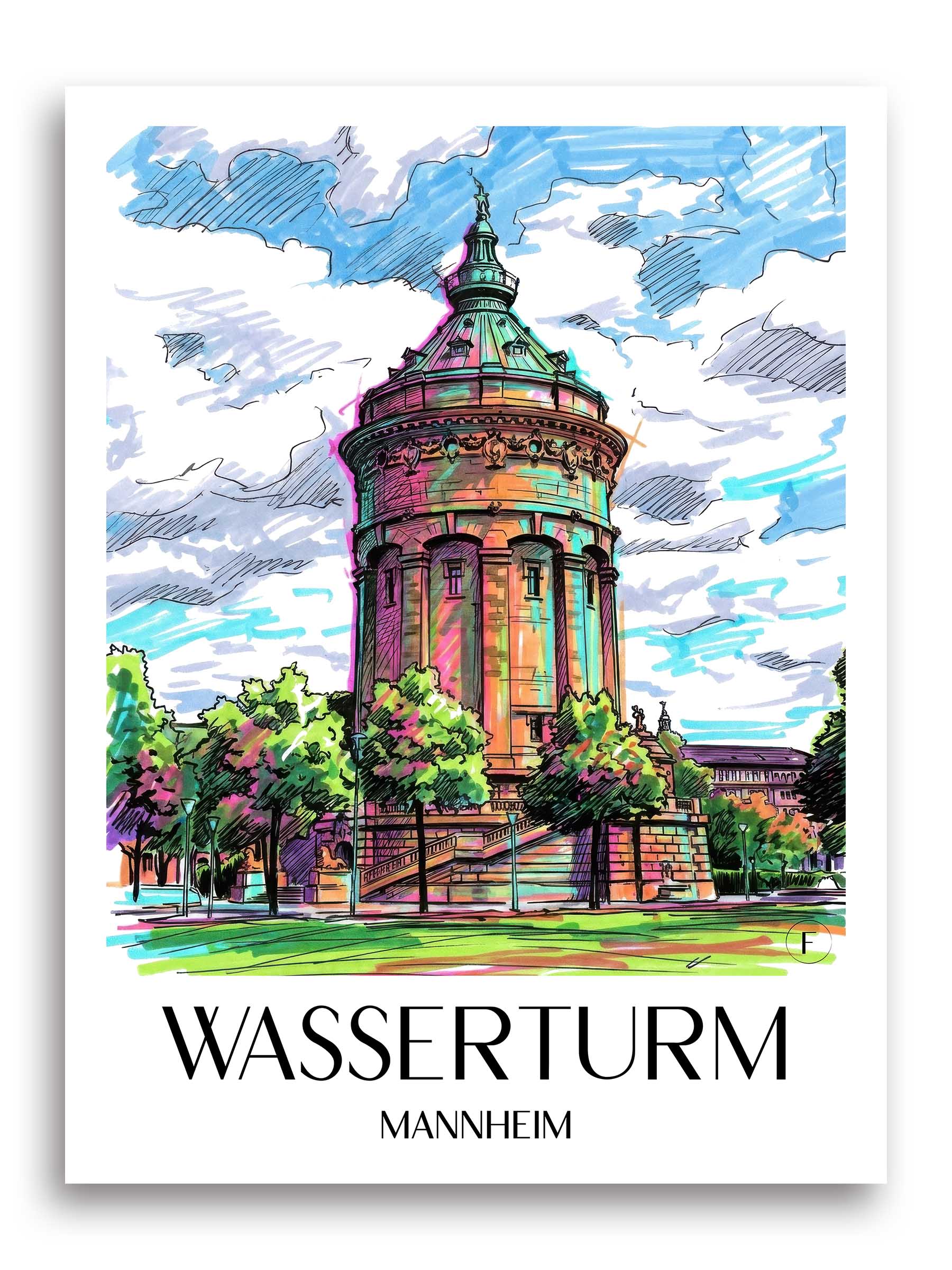 wasserturm-mannheim-deutschland-poster-graffiti