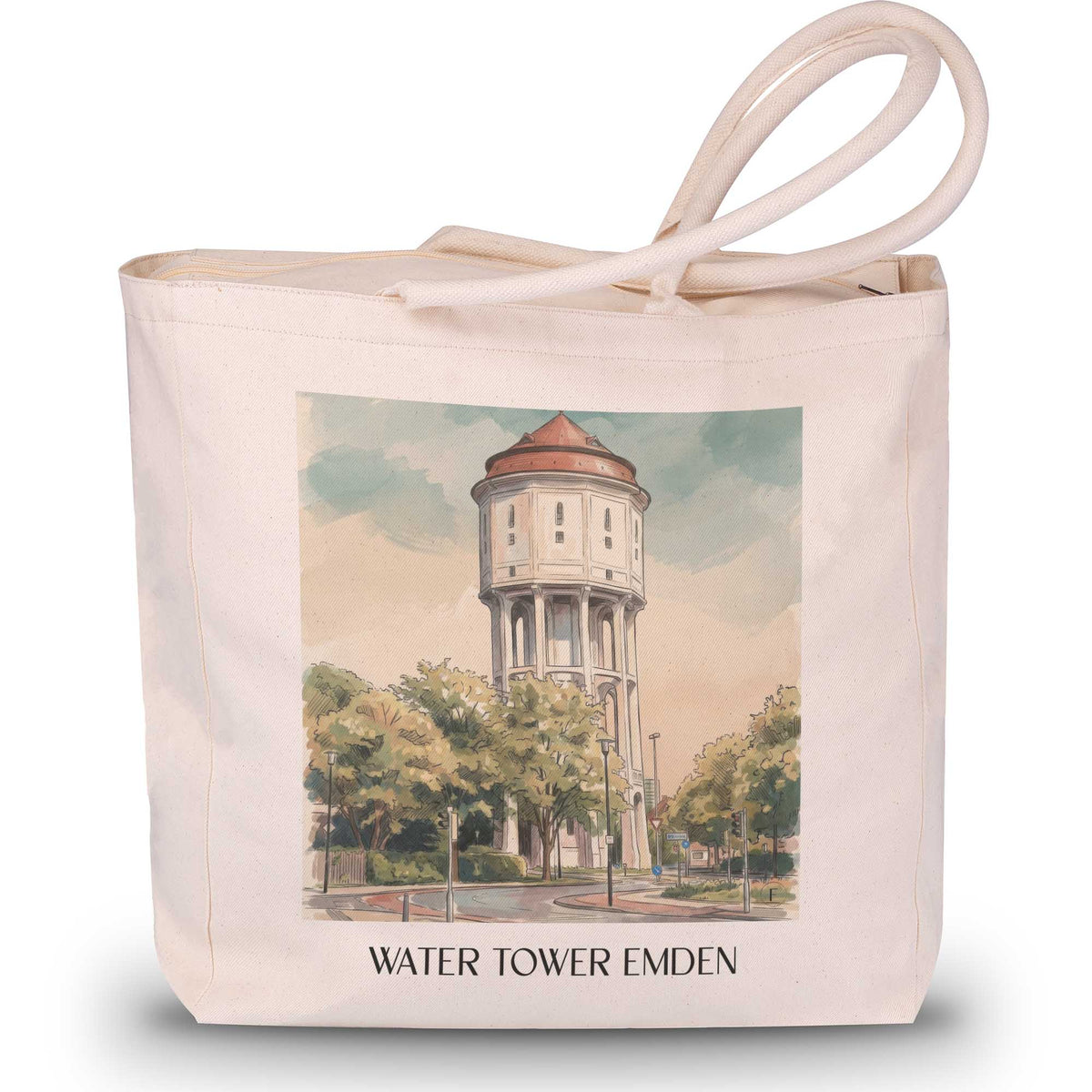Wasserturm Shopping Tasche - Emden - Deutschland Tote Bag - Einkaufstasche im Aquarell Stil - favplace