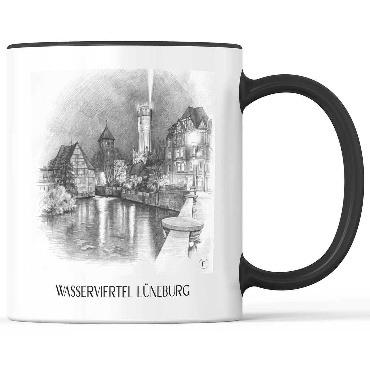wasserviertel-lüneburg-deutschland-kaffeebecher-bleistift-zeichnung-drawing