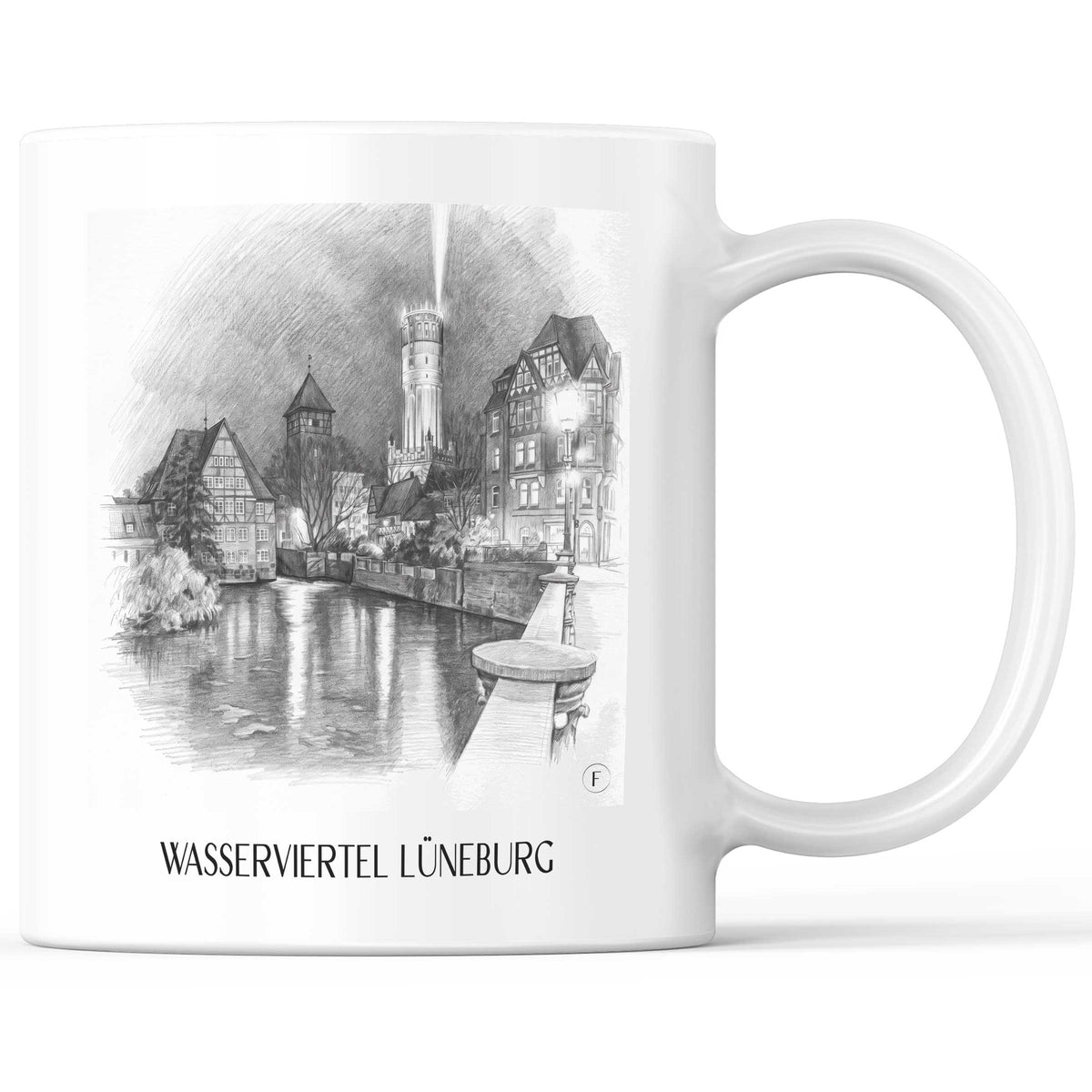 Wasserviertel Kaffeebecher - Lüneburg - Deutschland Becher - Kaffeetasse im Zeichnung Stil