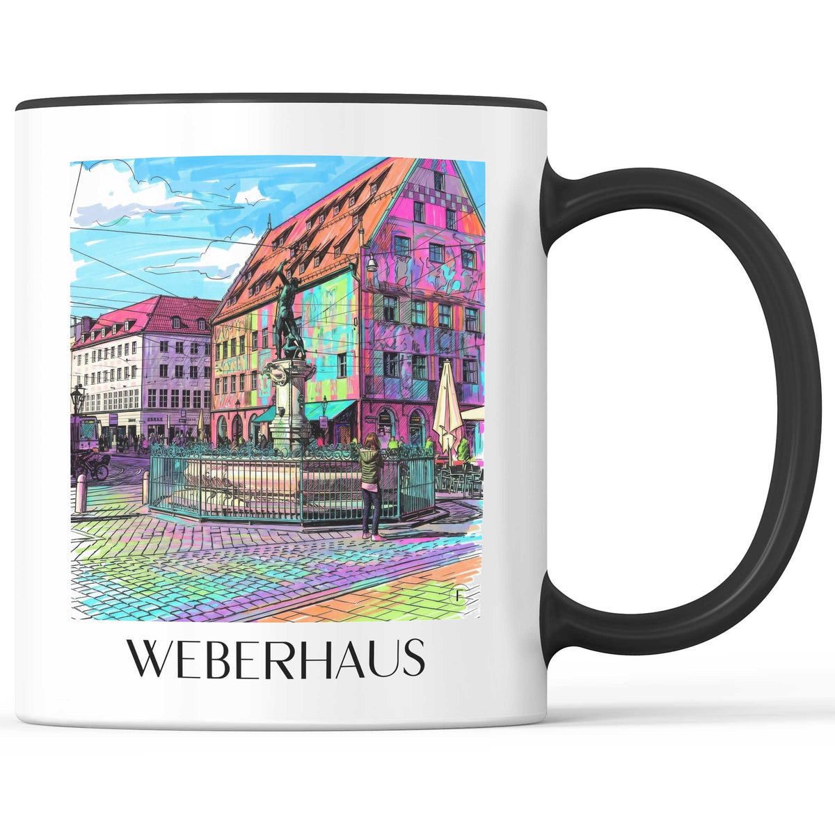 Weberhaus Kaffeebecher - Augsburg - Deutschland Becher - Kaffeetasse im Tag Graffiti Stil - favplace