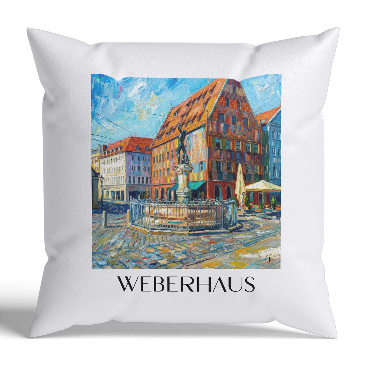 Weberhaus Kissenhülle - Zierkissen Bezug - Augsburg - Deutschland Kissen bzw. Kissenbezug im Ölgemälde Stil - favplace