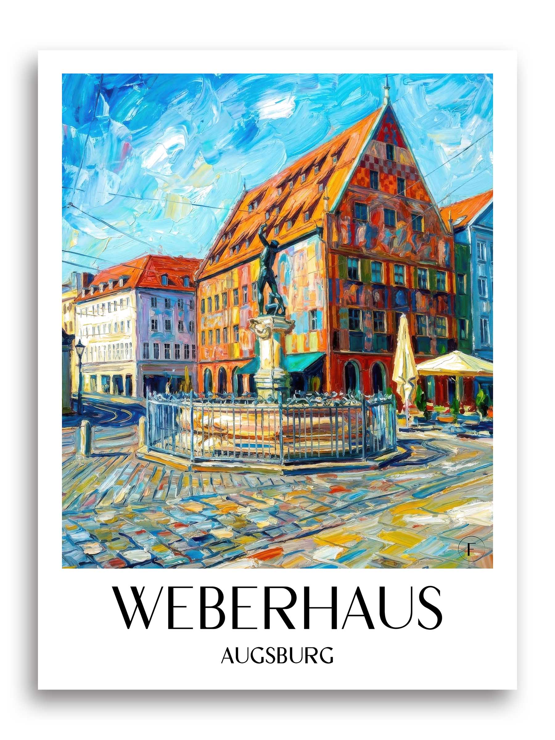 Weberhaus Poster - Augsburg - Deutschland Kunstdruck - Ölgemälde von A4 bis A1 - favplace