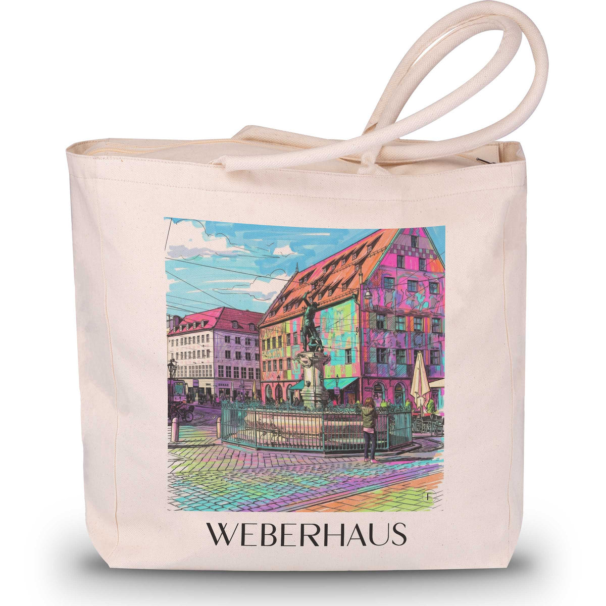 Weberhaus Shopping Tasche - Augsburg - Deutschland Tote Bag - Einkaufstasche im Tag Graffiti Stil - favplace