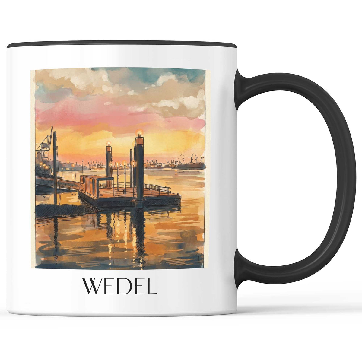 Wedel Kaffeebecher - Holstein - Deutschland Becher - Kaffeetasse im Aquarell Stil - favplace