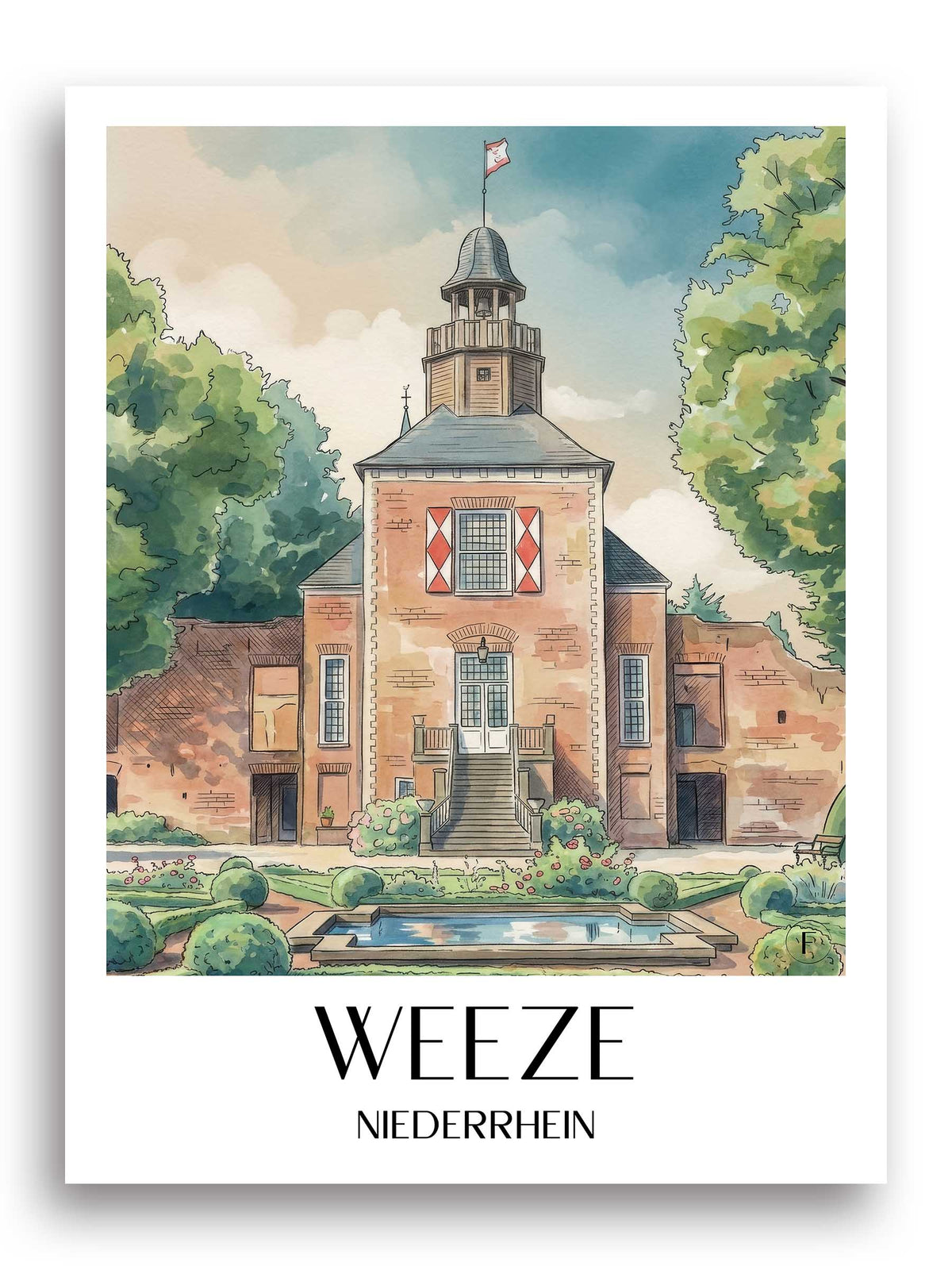 weeze-niederrhein-deutschland-poster-aquarell