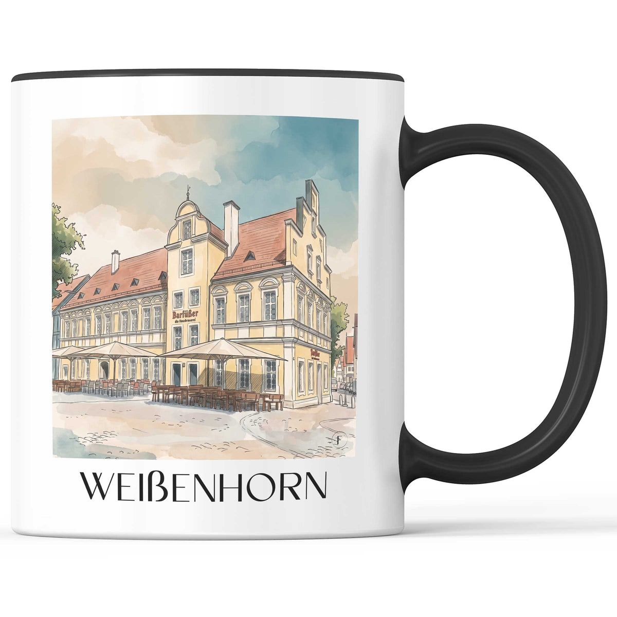 Weißenhorn Kaffeebecher - Bayerisch-Schwaben - Deutschland Becher - Kaffeetasse im Aquarell Stil