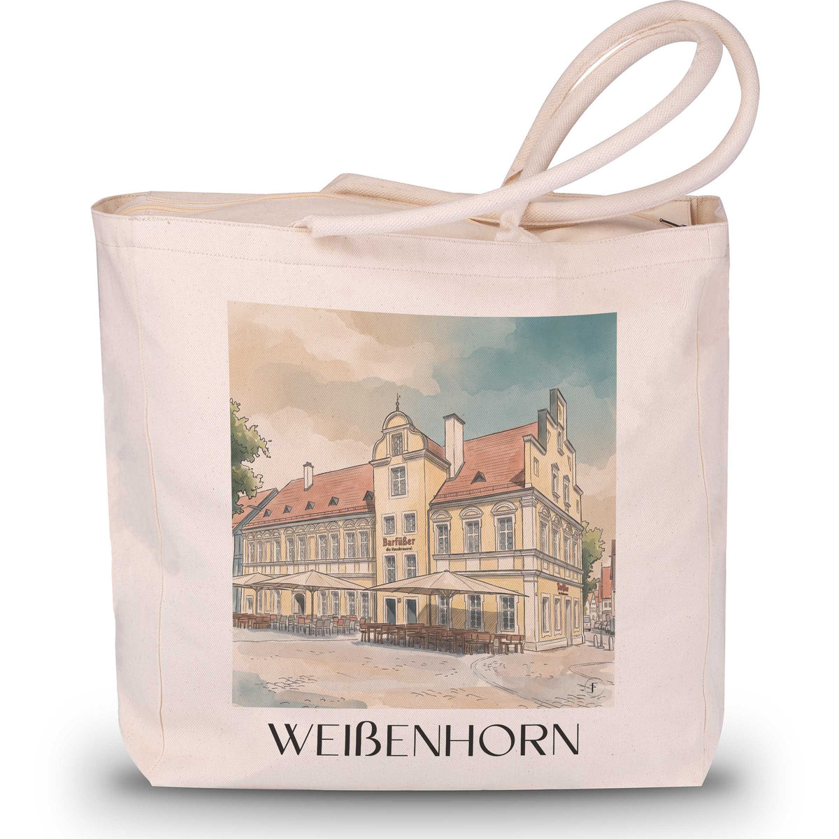 Weißenhorn Shopping Tasche - Bayerisch-Schwaben - Deutschland Tote Bag - Einkaufstasche im Aquarell Stil - favplace