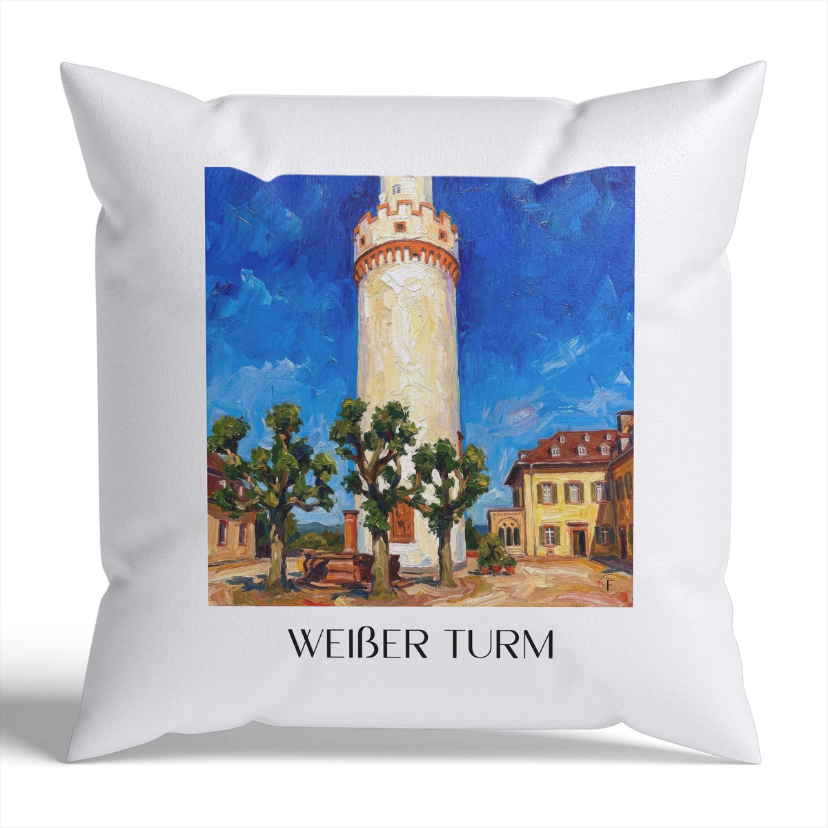 weißer-turm-bad-homburg-deutschland-kissenbezug-oil-painting-oelgemaelde