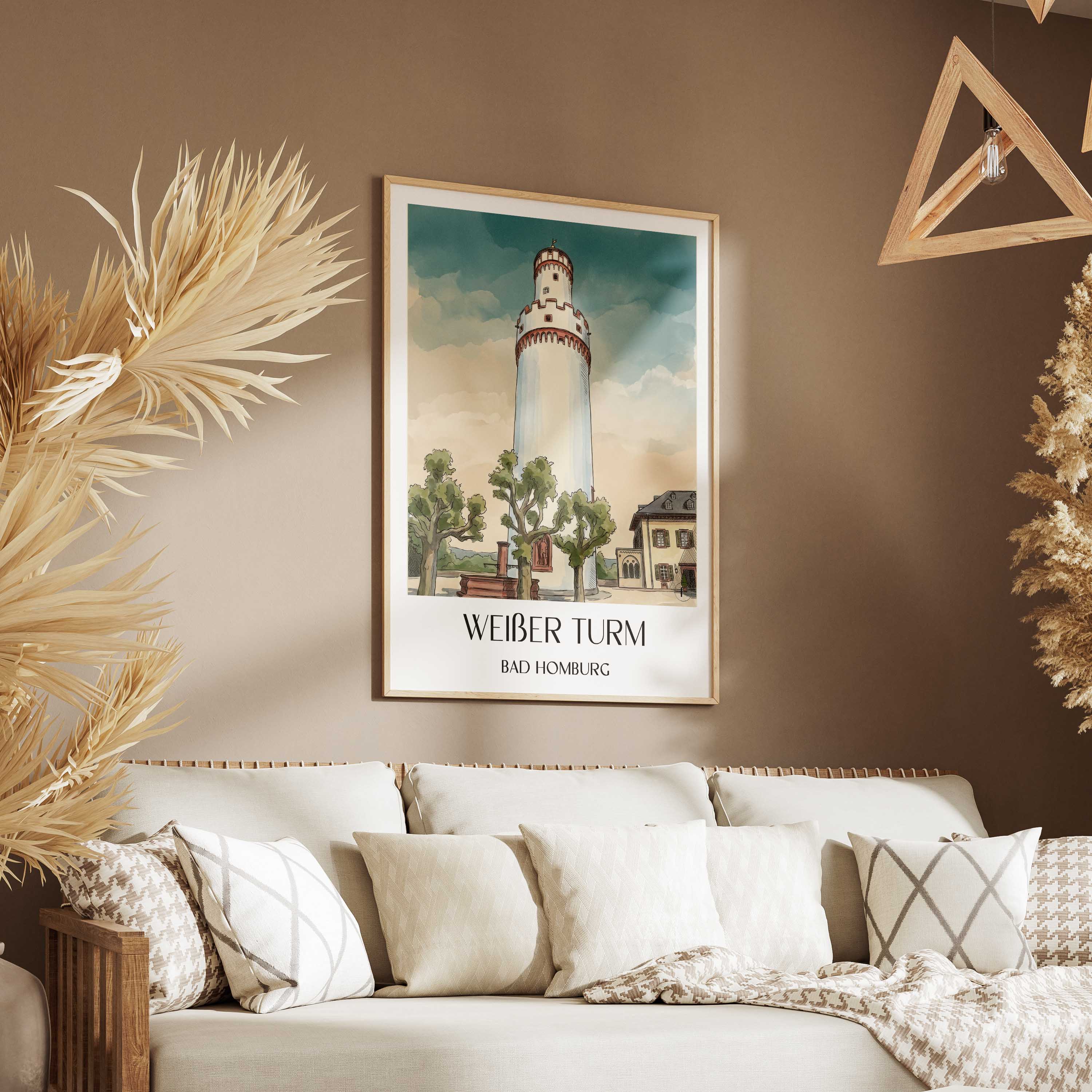 weißer-turm-bad-homburg-deutschland-poster-aquarell