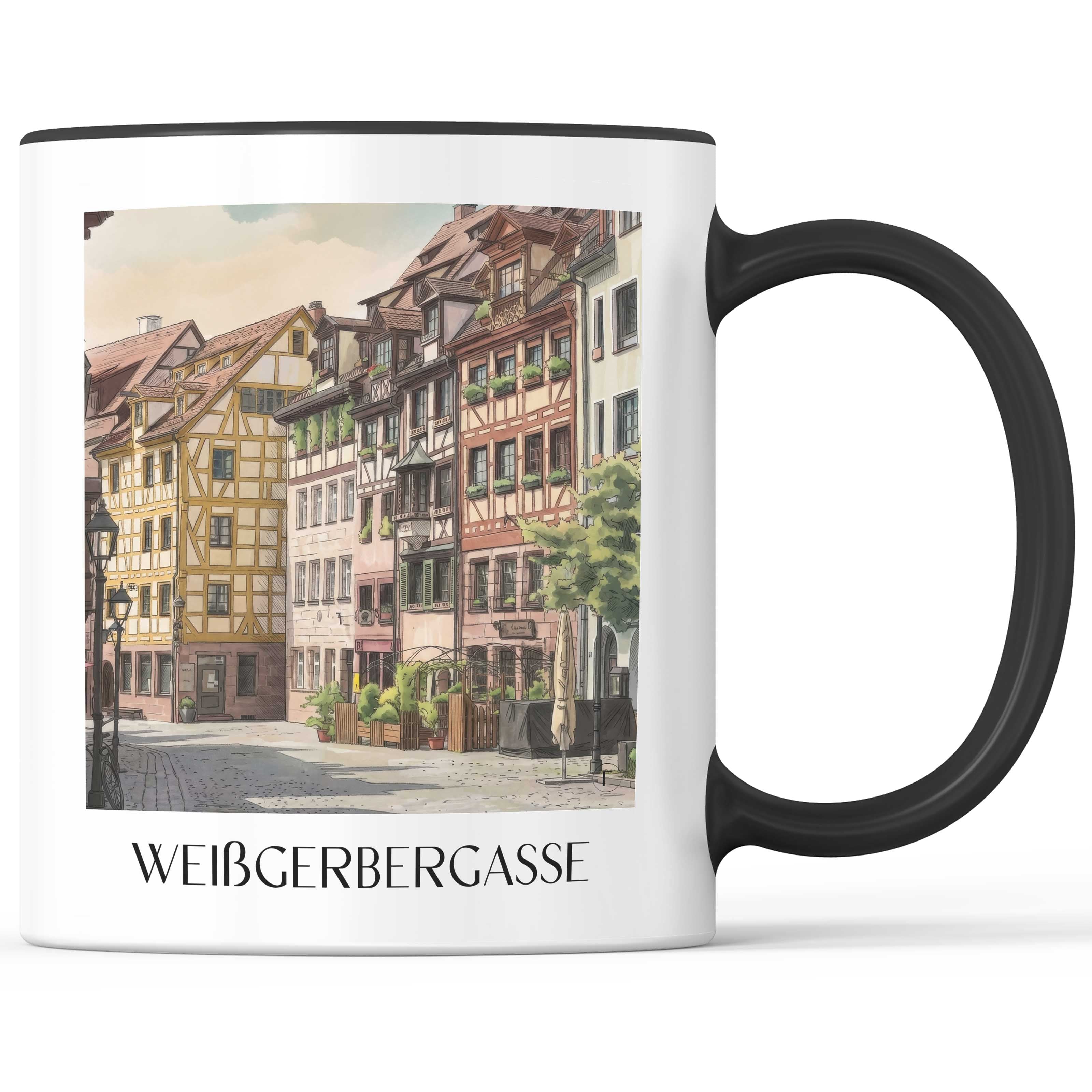 Weißgerbergasse Kaffeebecher - Nürnberg - Deutschland Becher - Kaffeetasse im Aquarell Stil - favplace