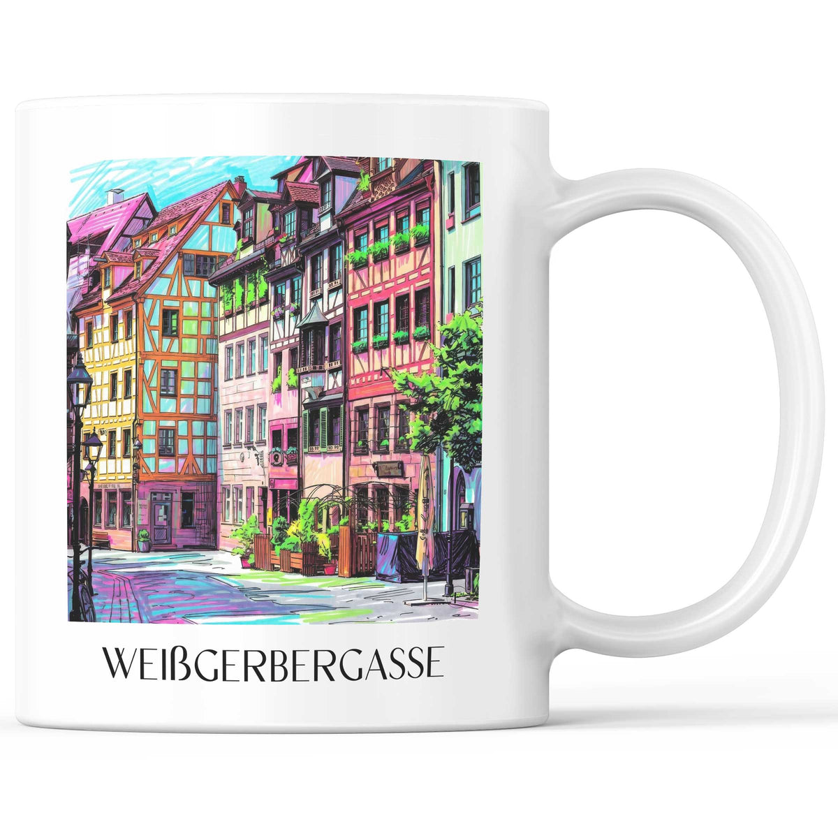 Weißgerbergasse Kaffeebecher - Nürnberg - Deutschland Becher - Kaffeetasse im Tag Graffiti Stil - favplace