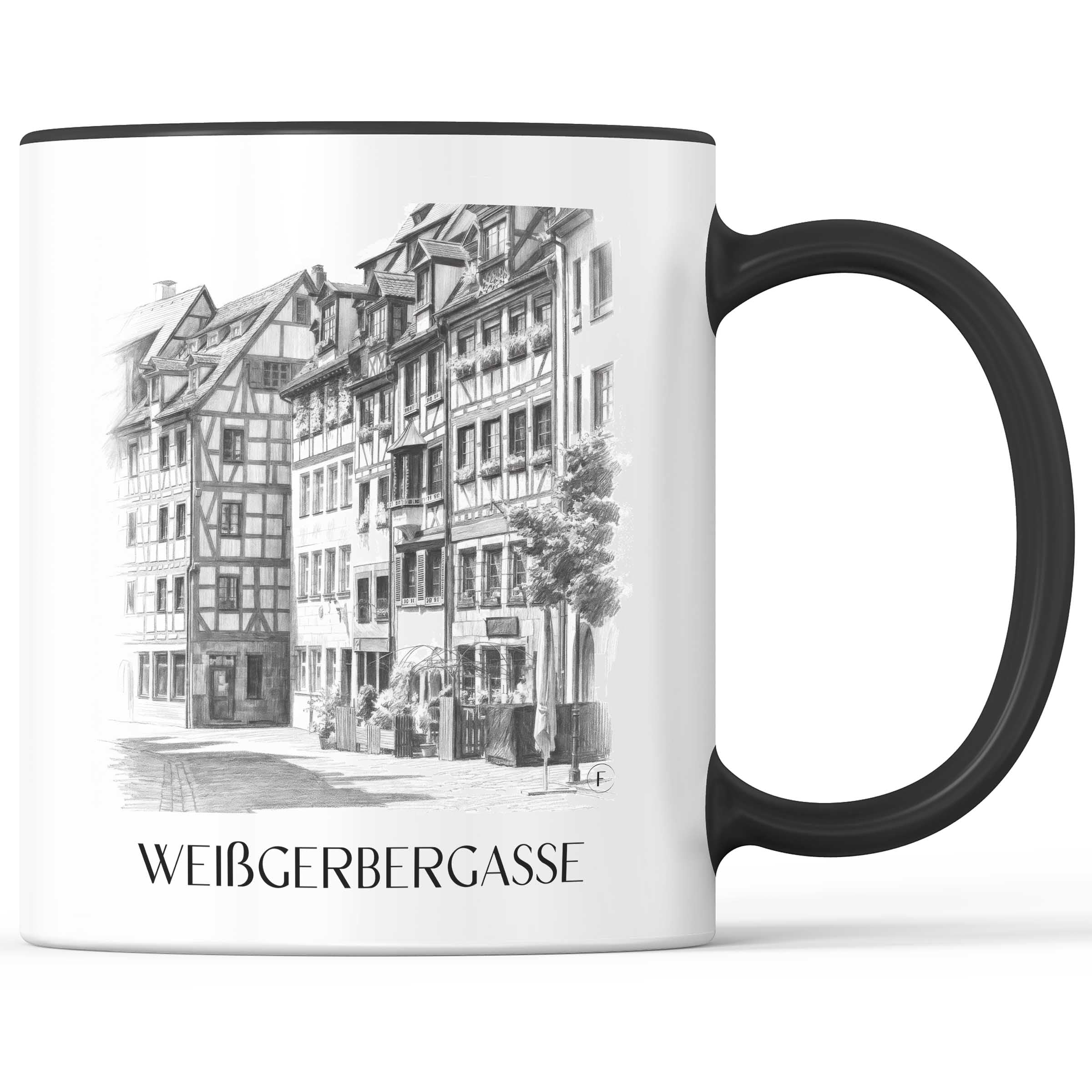 weißgerbergasse-nürnberg-deutschland-kaffeebecher-bleistift-zeichnung-drawing