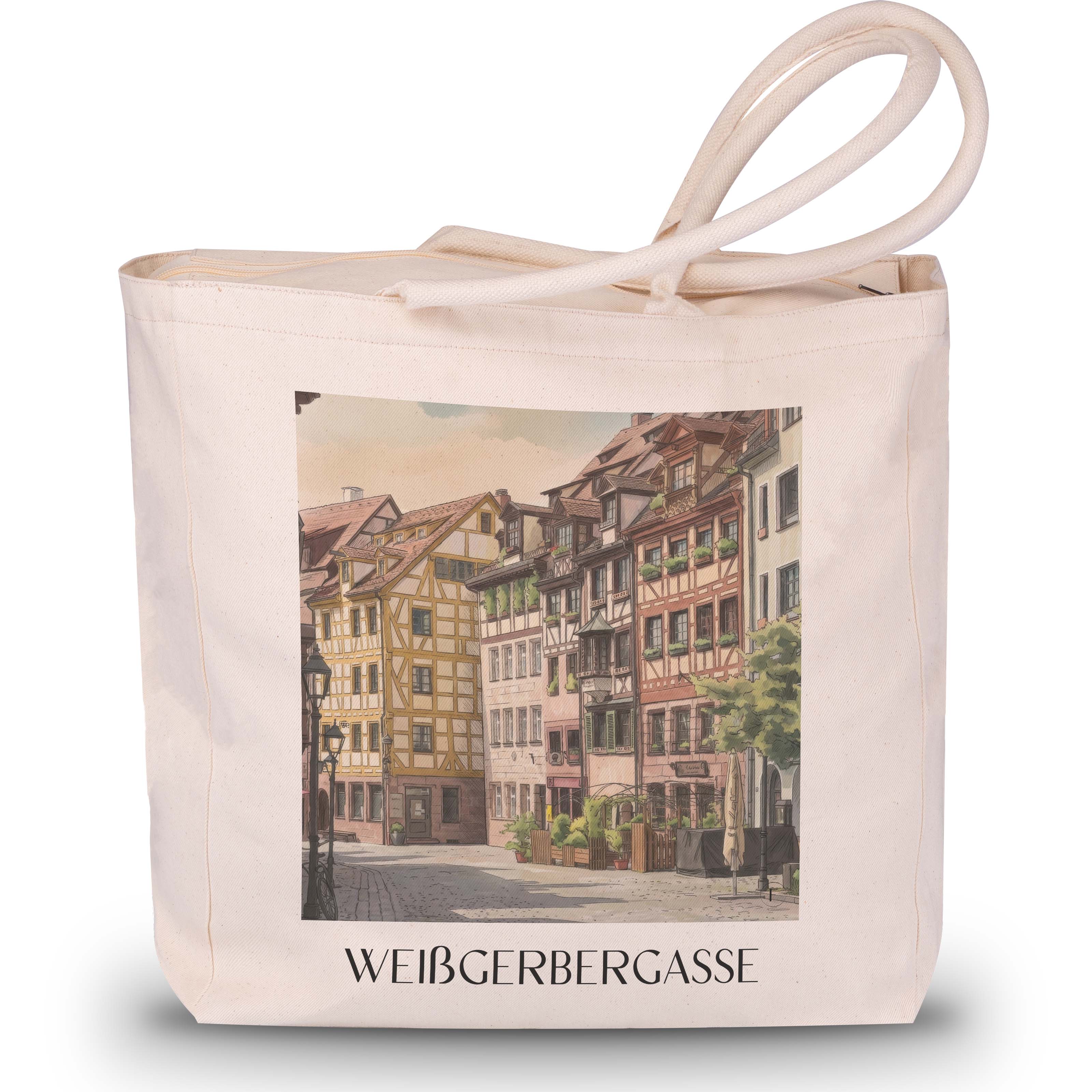 weißgerbergasse-nürnberg-deutschland-einkaufstasche-aquarell