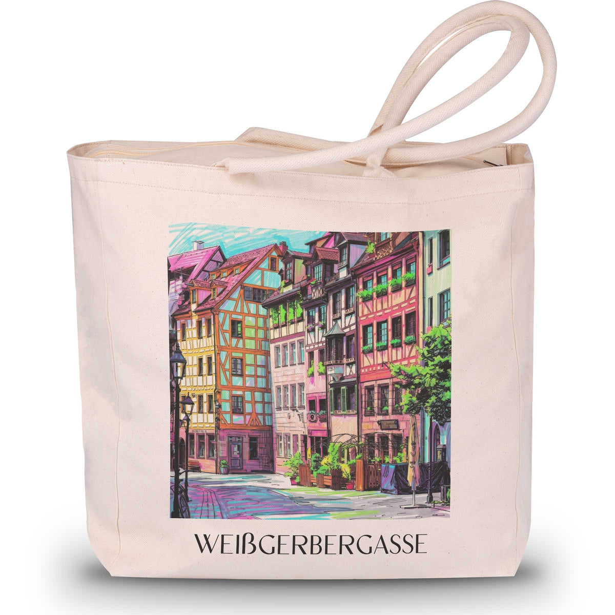 Weißgerbergasse Shopping Tasche - Nürnberg - Deutschland Tote Bag - Einkaufstasche im Tag Graffiti Stil - favplace
