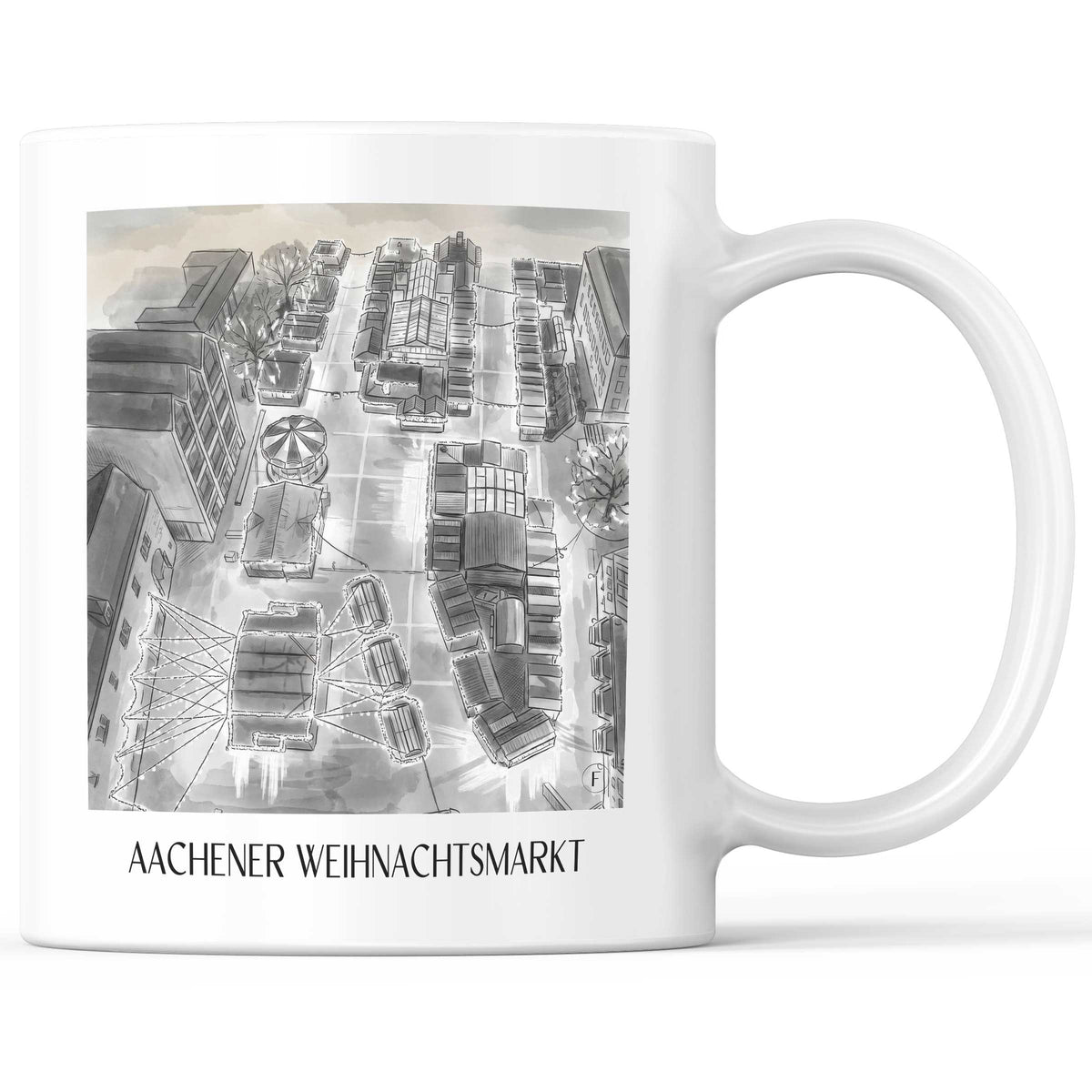 weihnachtsmarkt-aachen-deutschland-kaffeebecher-aquarell-schwarz-weiss