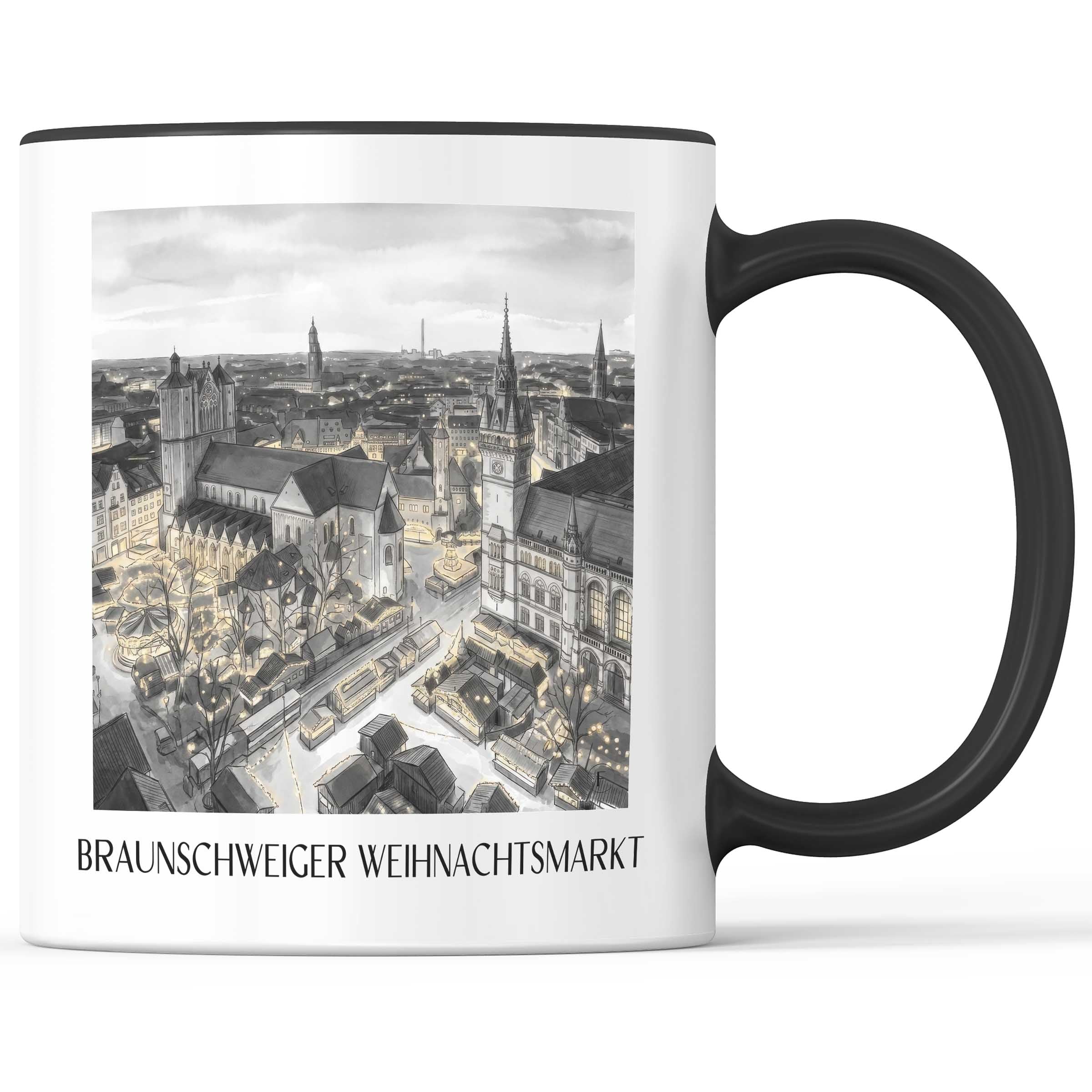 weihnachtsmarkt-braunschweig-deutschland-kaffeebecher-aquarell-schwarz-weiss