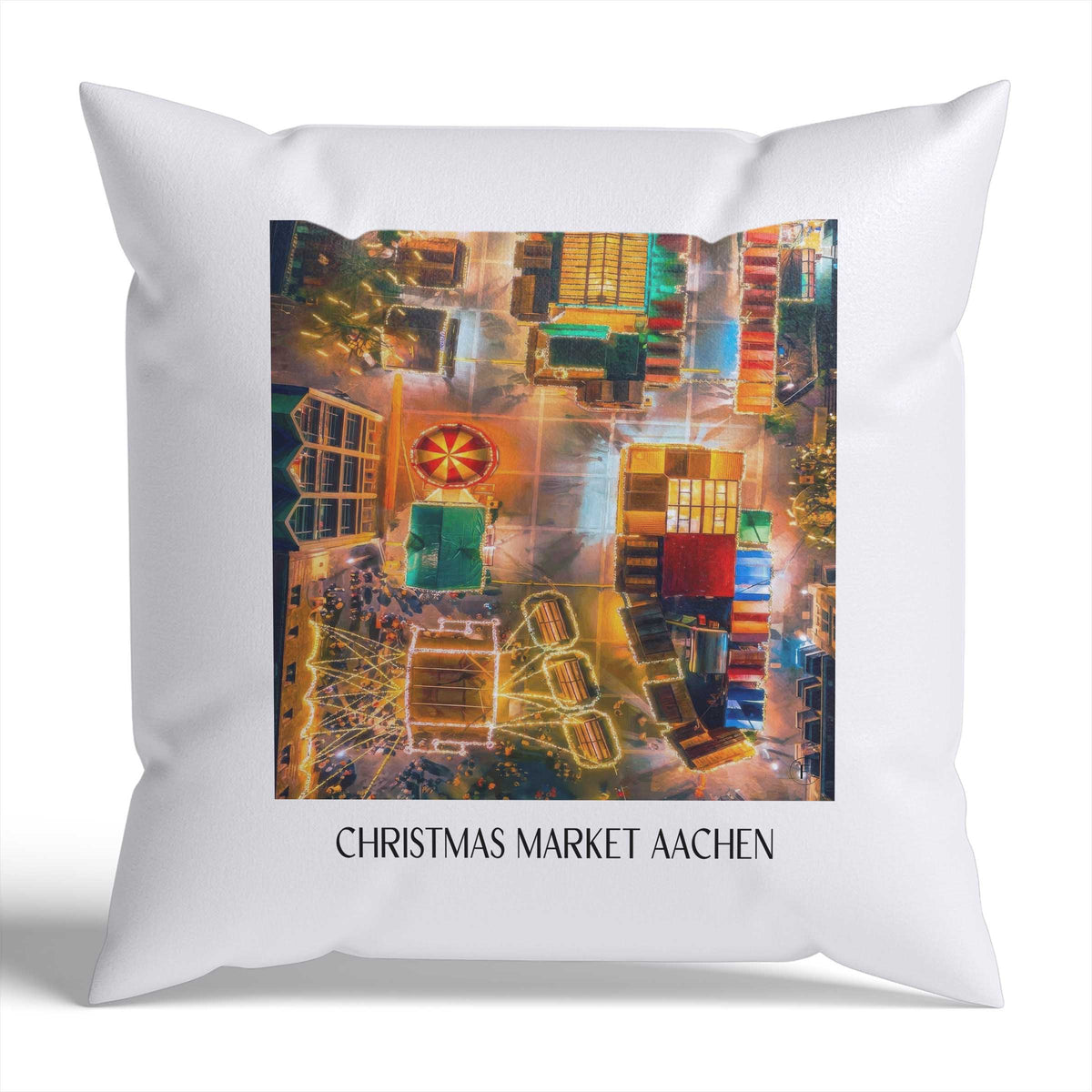 Weihnachtsmarkt Kissenhülle - Zierkissen Bezug - Aachen - Deutschland Kissen bzw. Kissenbezug im Ölgemälde Stil - favplace