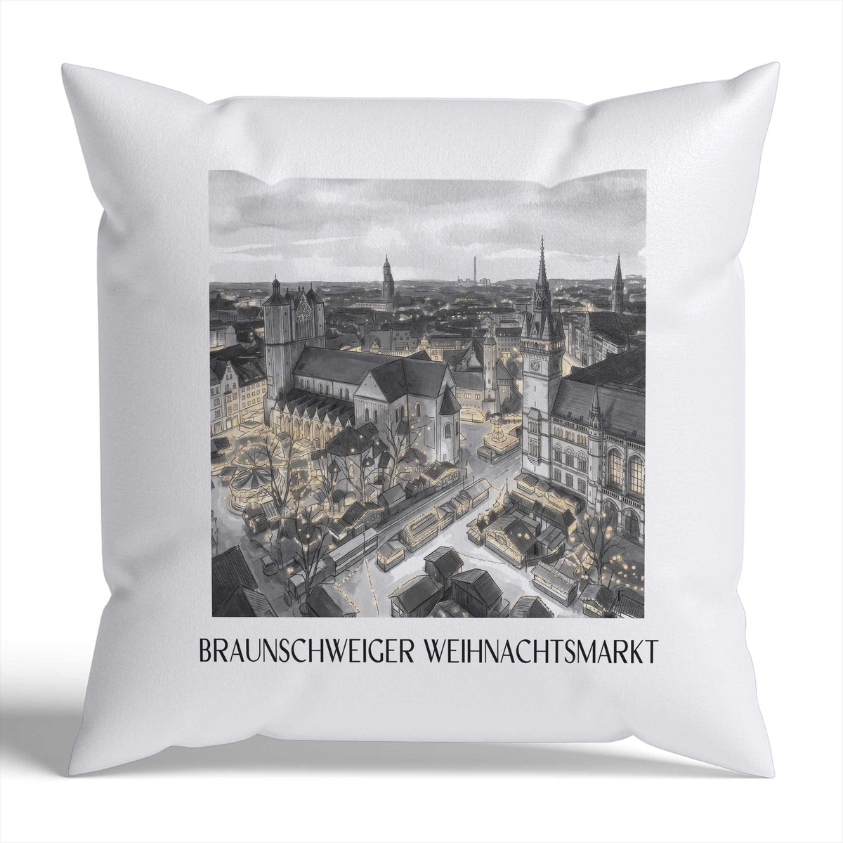 weihnachtsmarkt-braunschweig-deutschland-kissenbezug-aquarell-schwarz-weiss