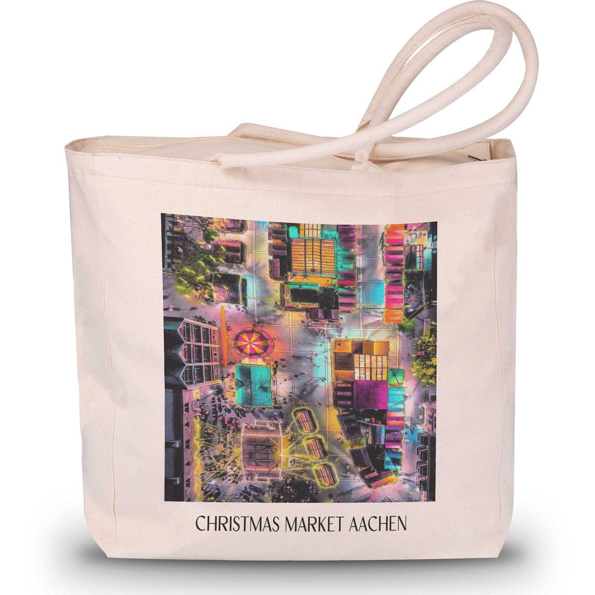 Weihnachtsmarkt Shopping Tasche - Aachen - Deutschland Tote Bag - Einkaufstasche im Tag Graffiti Stil - favplace