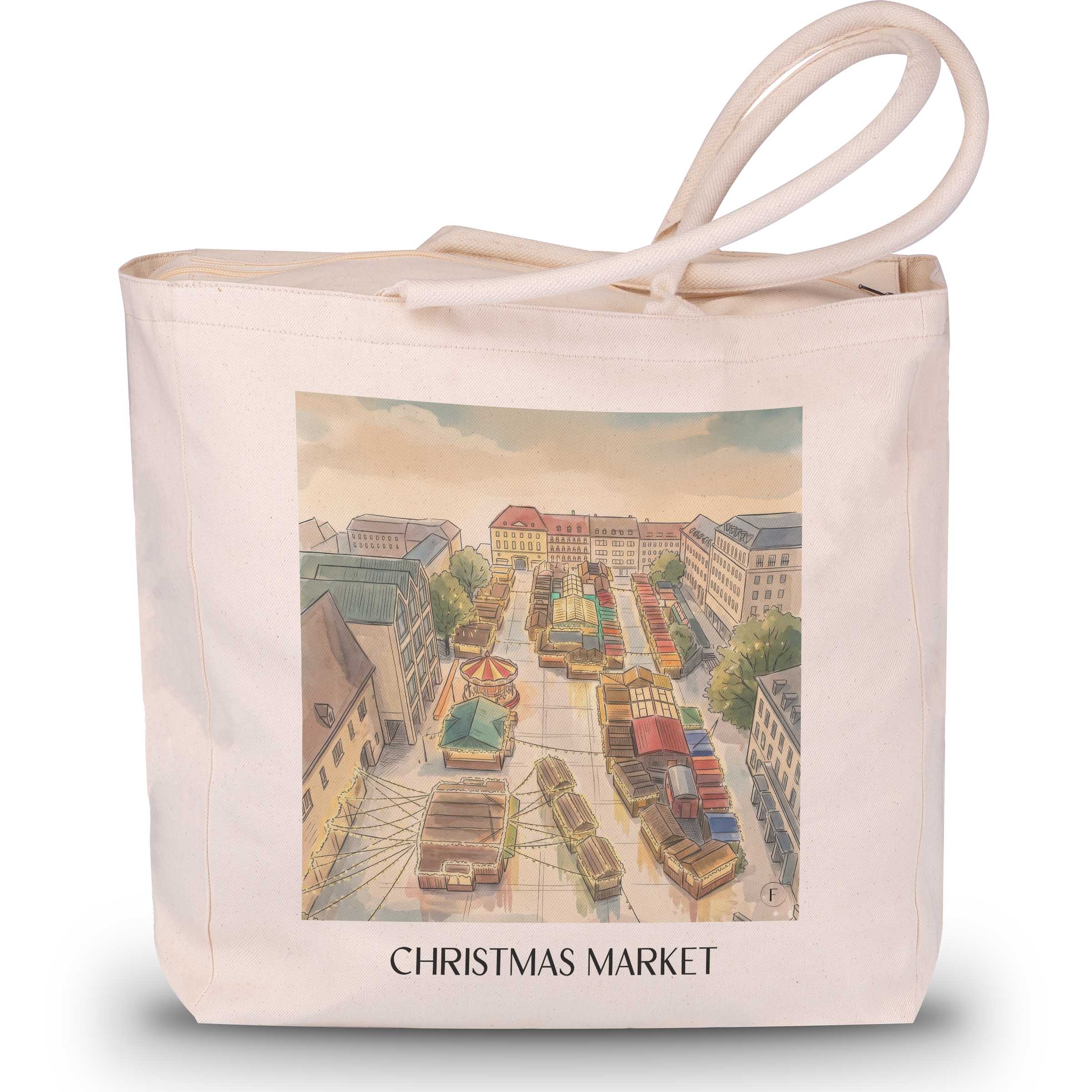 Weihnachtsmarkt Shopping Tasche - Aachen - Deutschland und Deutschland Tote Bag - Einkaufstasche im Aquarell Stil - favplace