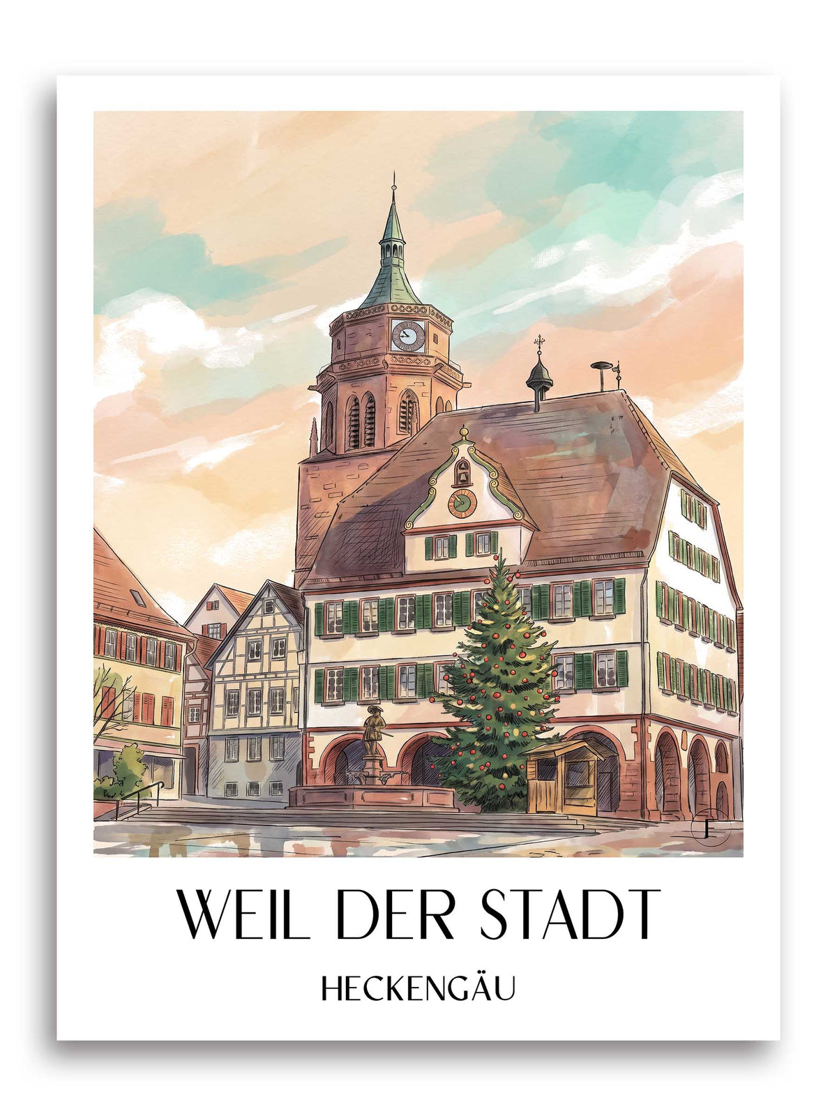 weil-der-stadt-heckengäu-deutschland-poster-aquarell