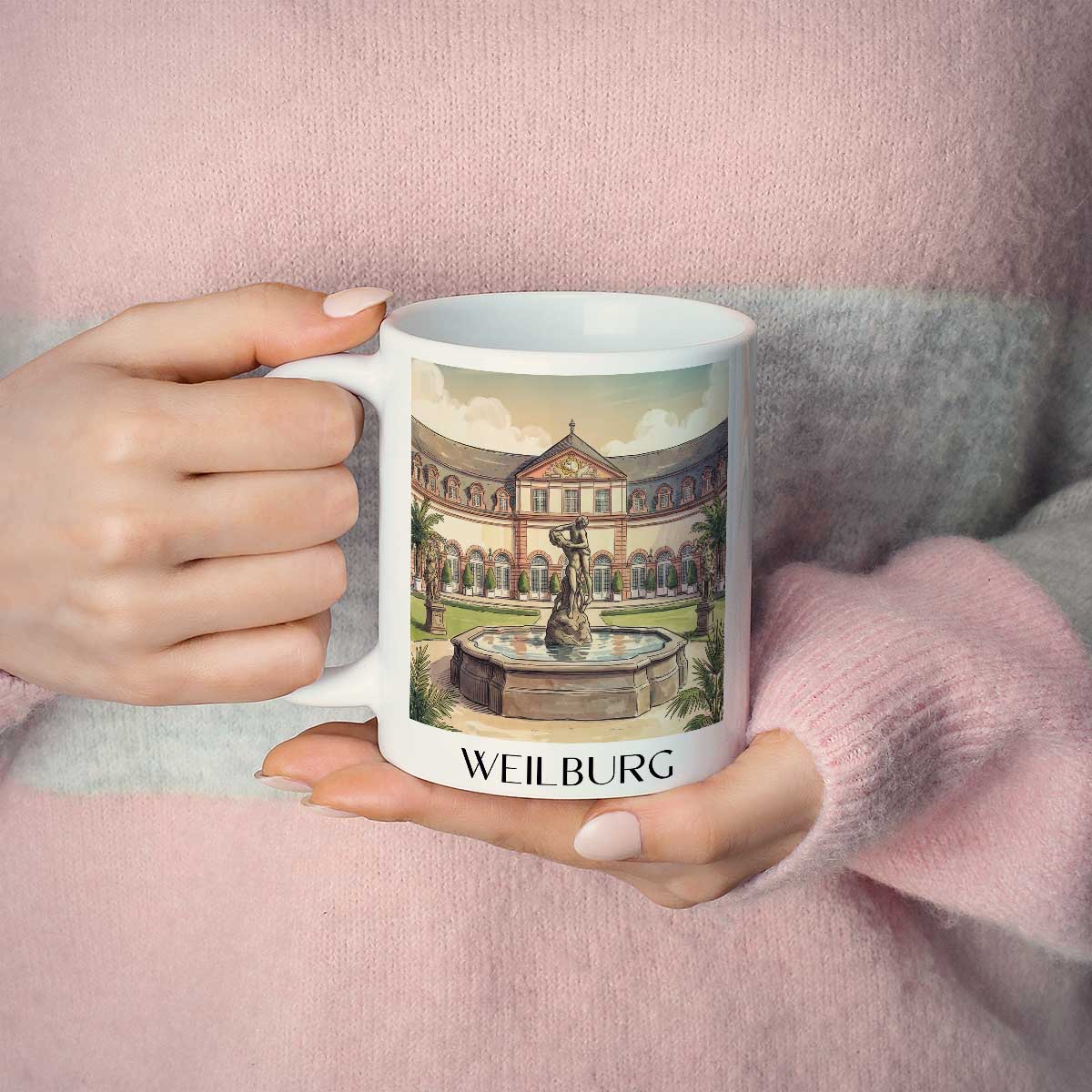 weilburg-lahntal-deutschland-kaffeebecher-aquarell